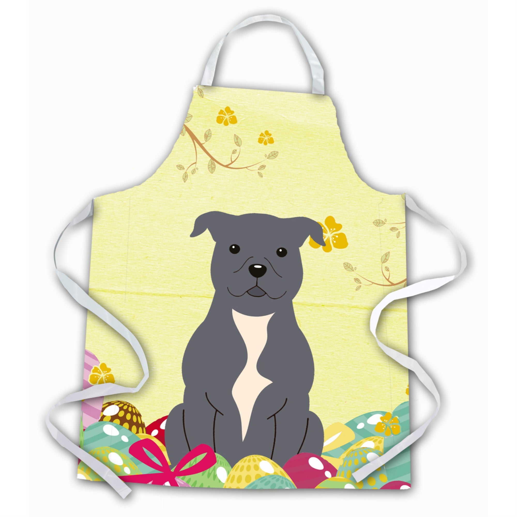 'Caroline'S Treasures Easter Eggs Staffordshire Bull Terrier Blue Apron, Large, Multicolor''