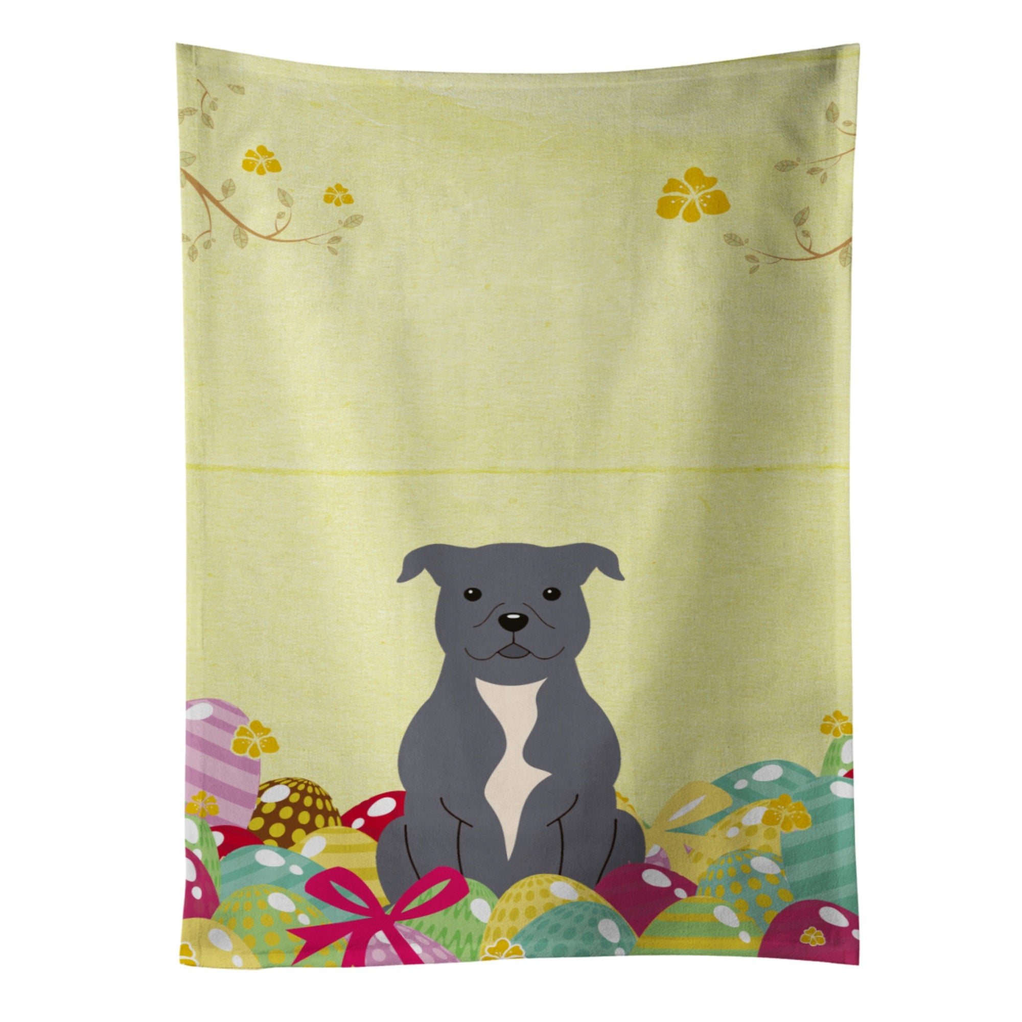 'Caroline'S Treasures Easter Eggs Staffordshire Bull Terrier Blue Kitchen Towel, Multicolor, 25'''' X 15''''''