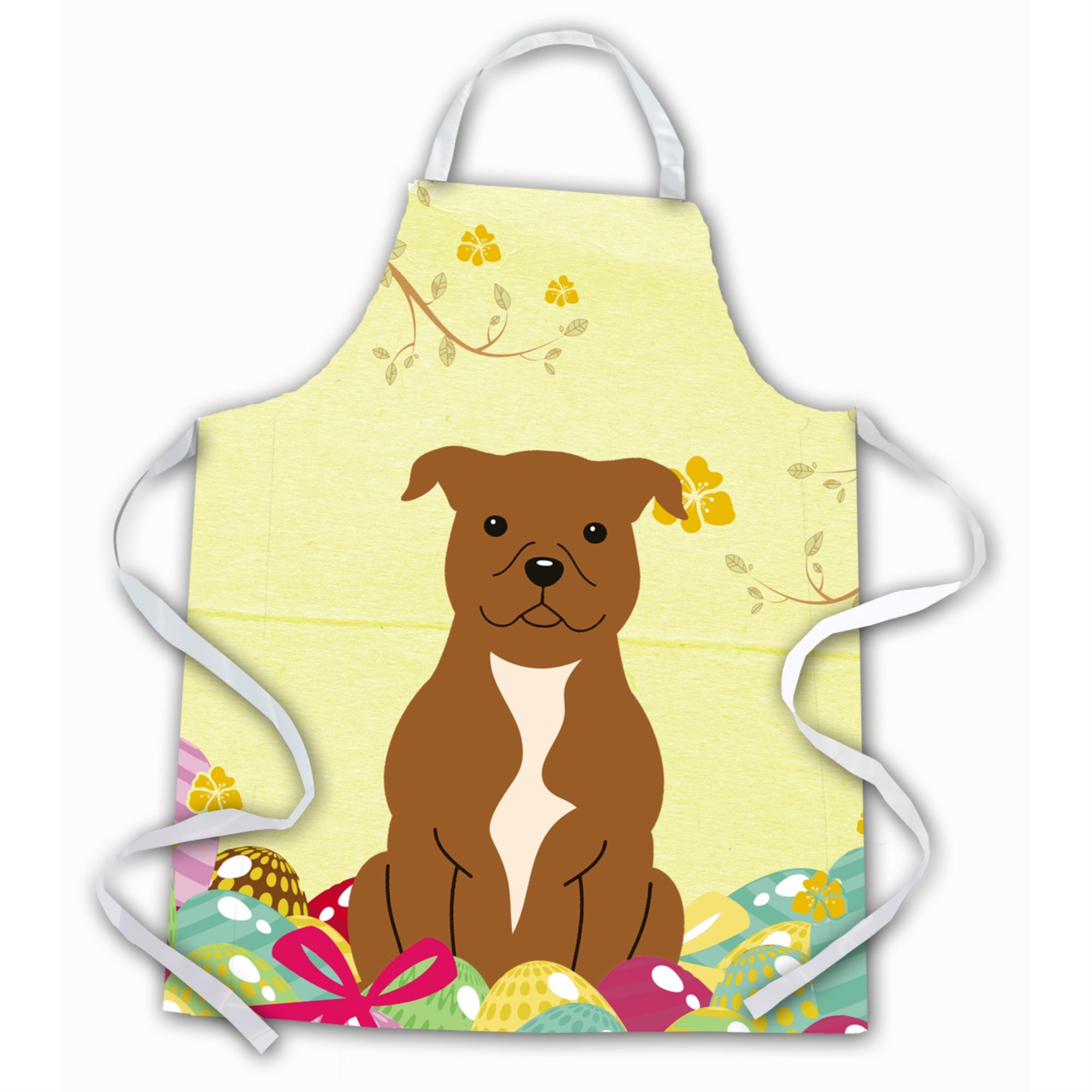 'Caroline'S Treasures Easter Eggs Staffordshire Bull Terrier Brown Apron, Large, Multicolor''