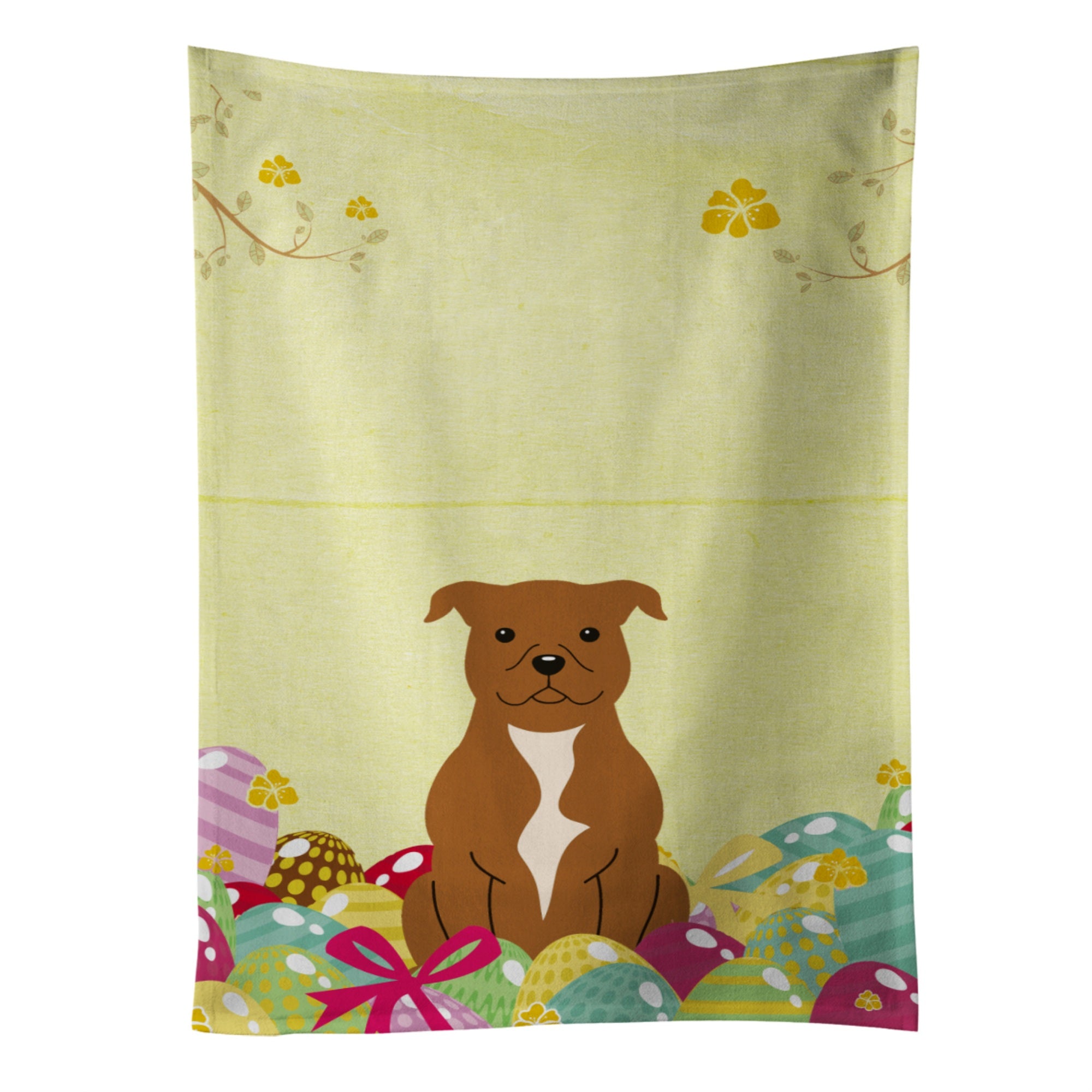 'Caroline'S Treasures Easter Eggs Staffordshire Bull Terrier Brown Kitchen Towel, Multicolor, 25'''' X 15''''''