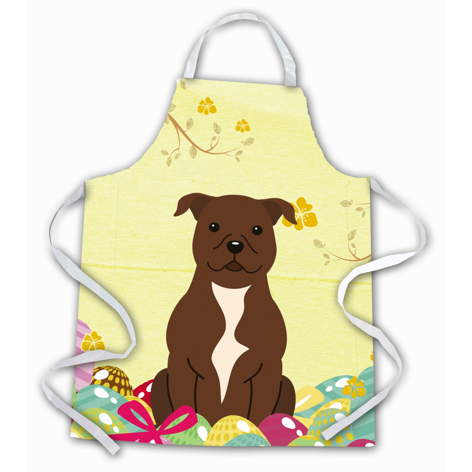 'Caroline'S Treasures Easter Eggs Staffordshire Bull Terrier Chocolate Apron, Large, Multicolor''