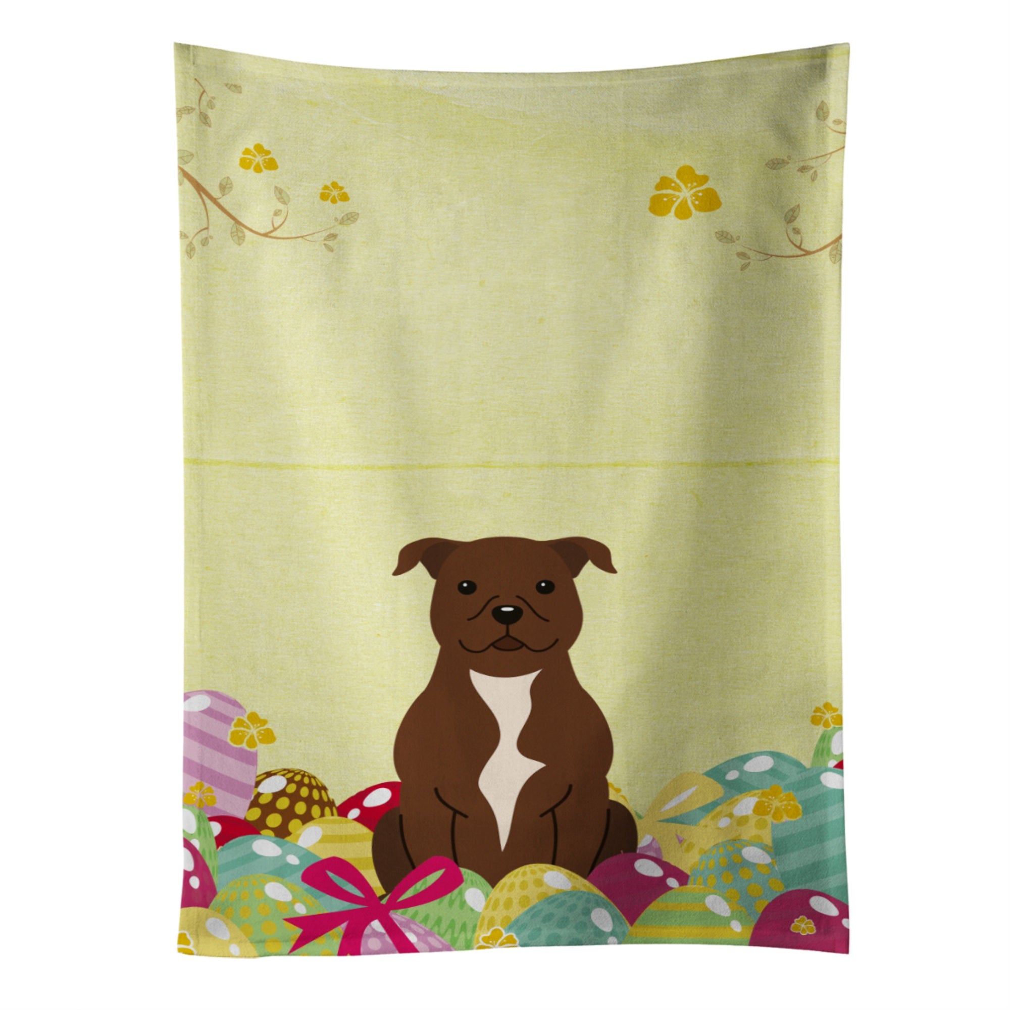 'Caroline'S Treasures Easter Eggs Staffordshire Bull Terrier Chocolate Kitchen Towel, Multicolor, 25'''' X 15''''''