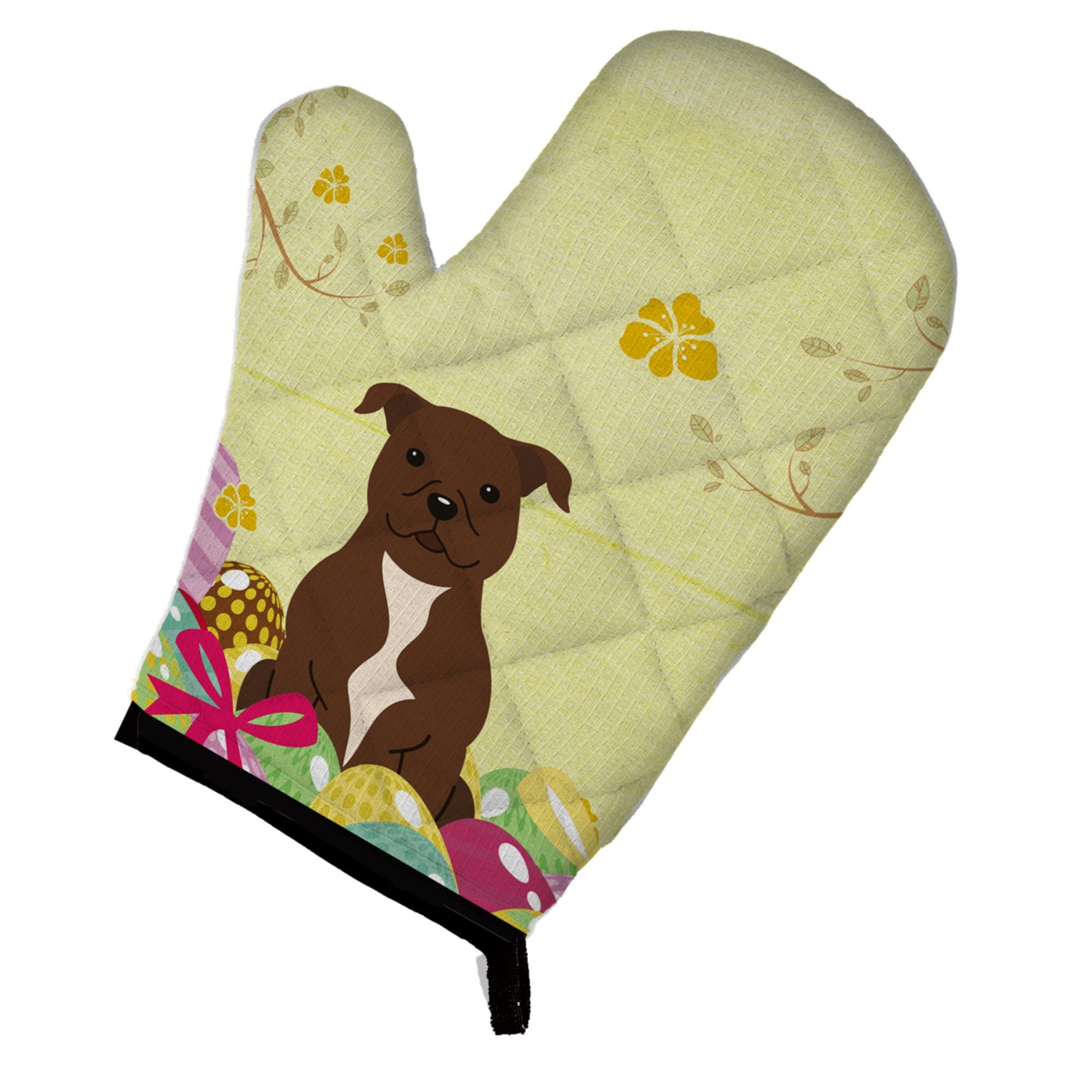 'Caroline'S Treasures Easter Eggs Staffordshire Bull Terrier Chocolate Oven Mitt, Multicolor, 12'''' X 8.5''''''