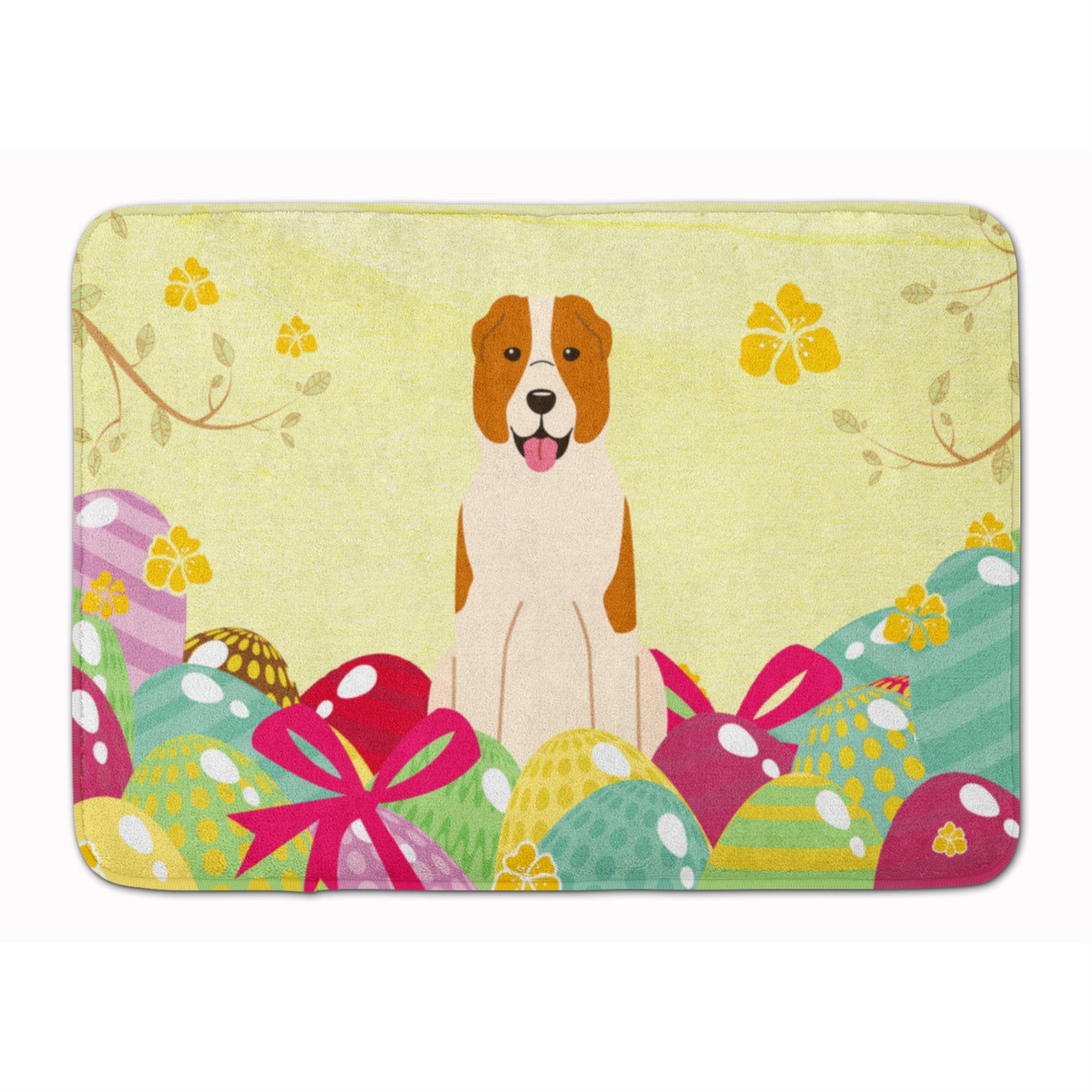 'Caroline'S Treasures Easter Eggs Central Asian Shepherd Dog Machine Washable Memory Foam Mat Doormats, Multicolor''