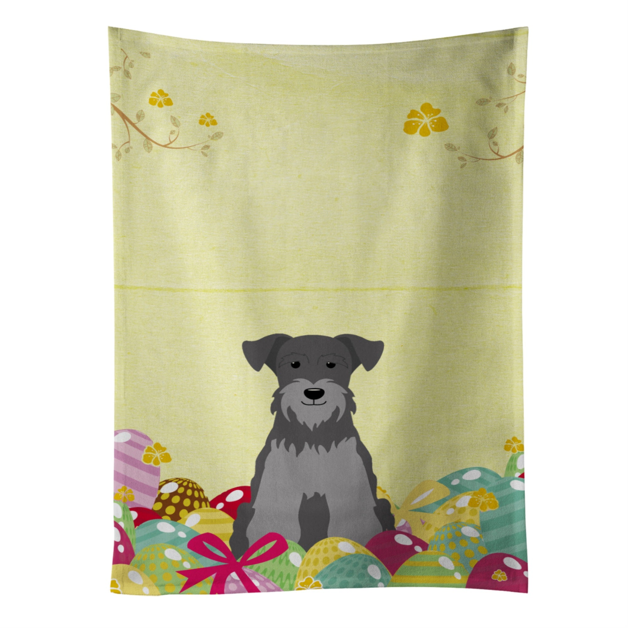'Caroline'S Treasures Easter Eggs Miniature Schnauzer Black Silver Kitchen Towel, Multicolor, 25'''' X 15''''''