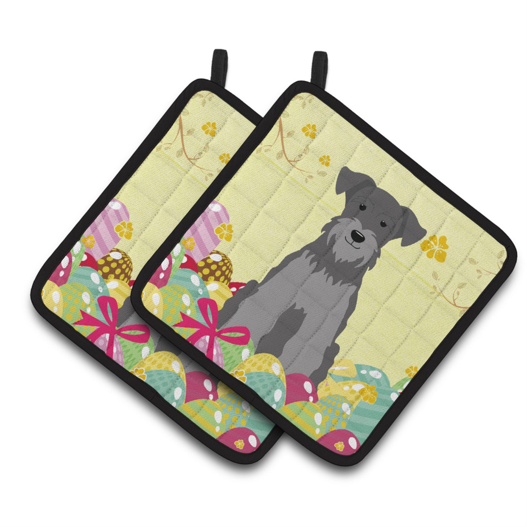 'Caroline'S Treasures Bb6052Pthd Easter Miniature Schanuzer Pair Of Pot Holders, 7.5'''' X 7.5'''', Multicolor''