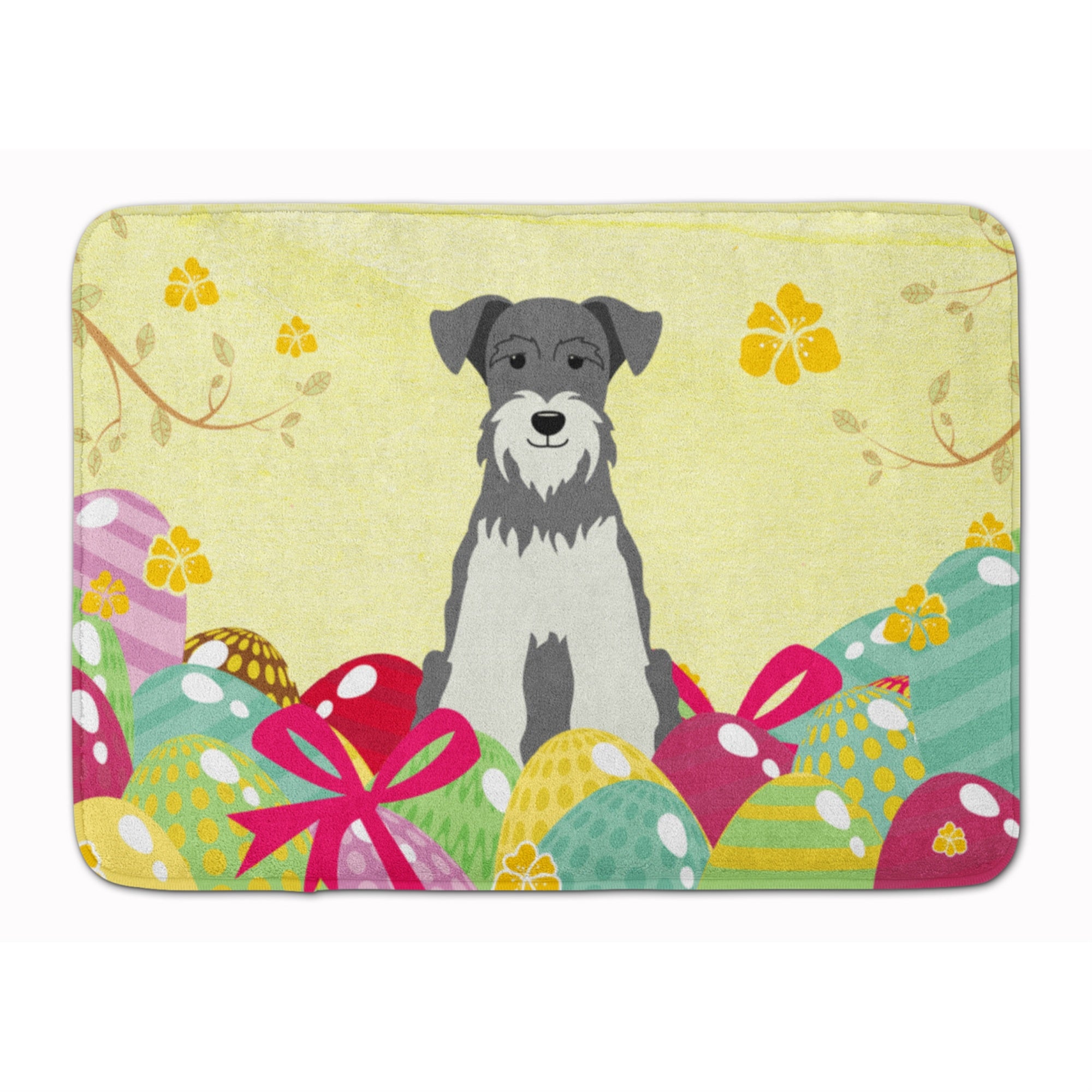 'Caroline'S Treasures Easter Eggs Miniature Schanuzer Salt And Pepper Machine Washable Memory Foam Mat Doormats, Multicolor''