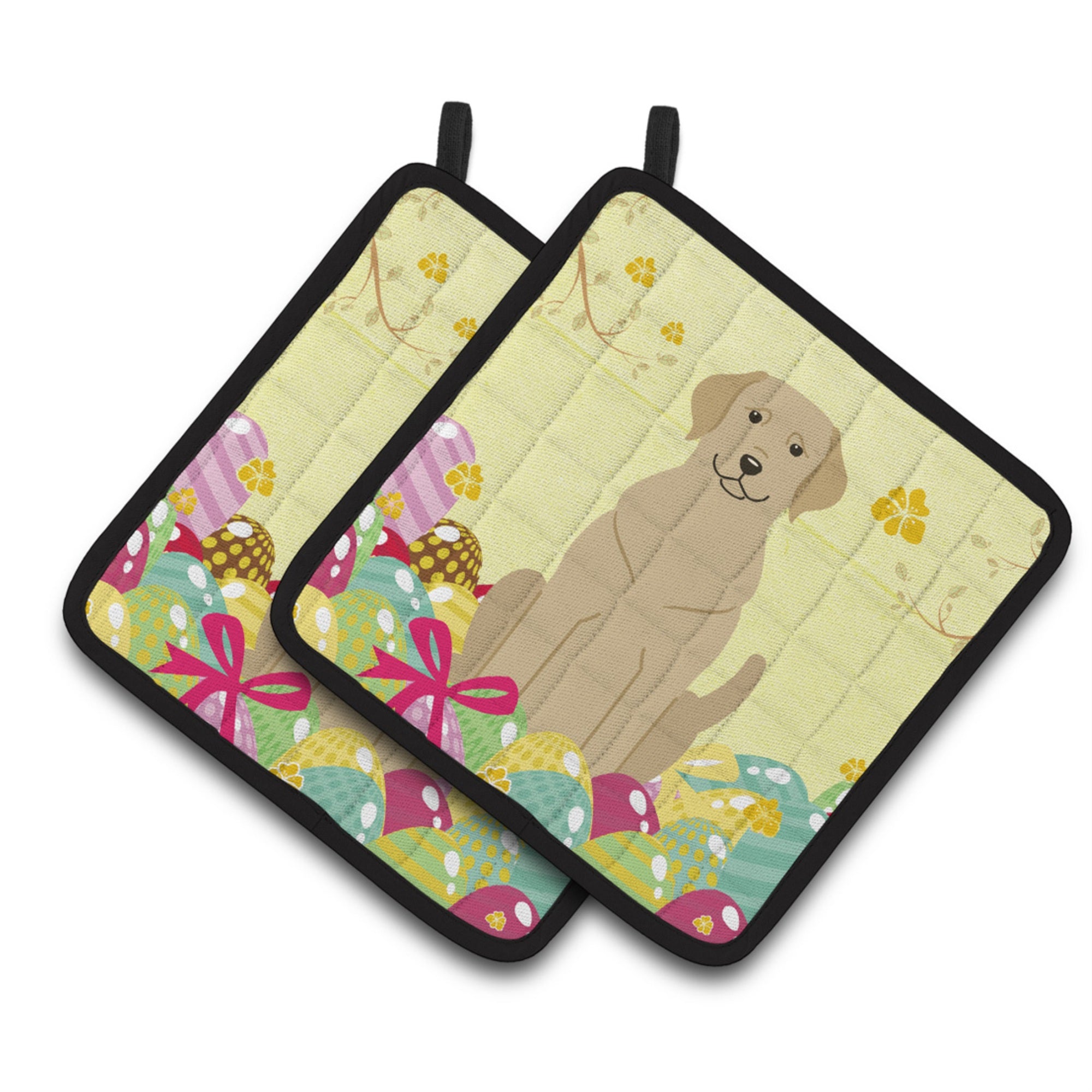 'Caroline'S Treasures Easter Eggs Yellow Labrador Pair Of Pot Holders, 7.5Hx7.5W, Multicolor''
