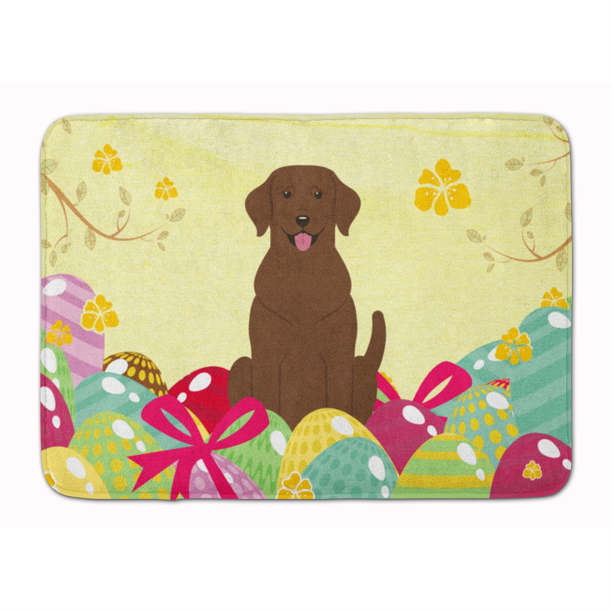 'Caroline'S Treasures Easter Eggs Chocolate Labrador Machine Washable Memory Foam Mat Doormats, Multicolor''