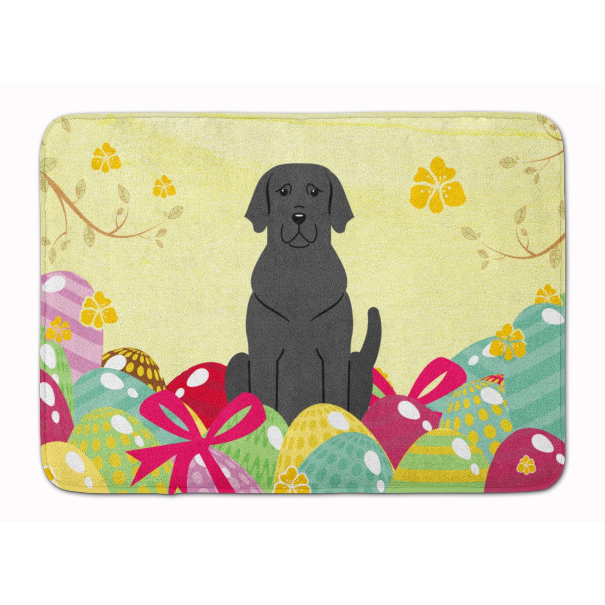 'Caroline'S Treasures Easter Eggs Black Labrador Machine Washable Memory Foam Mat Doormats, Multicolor''