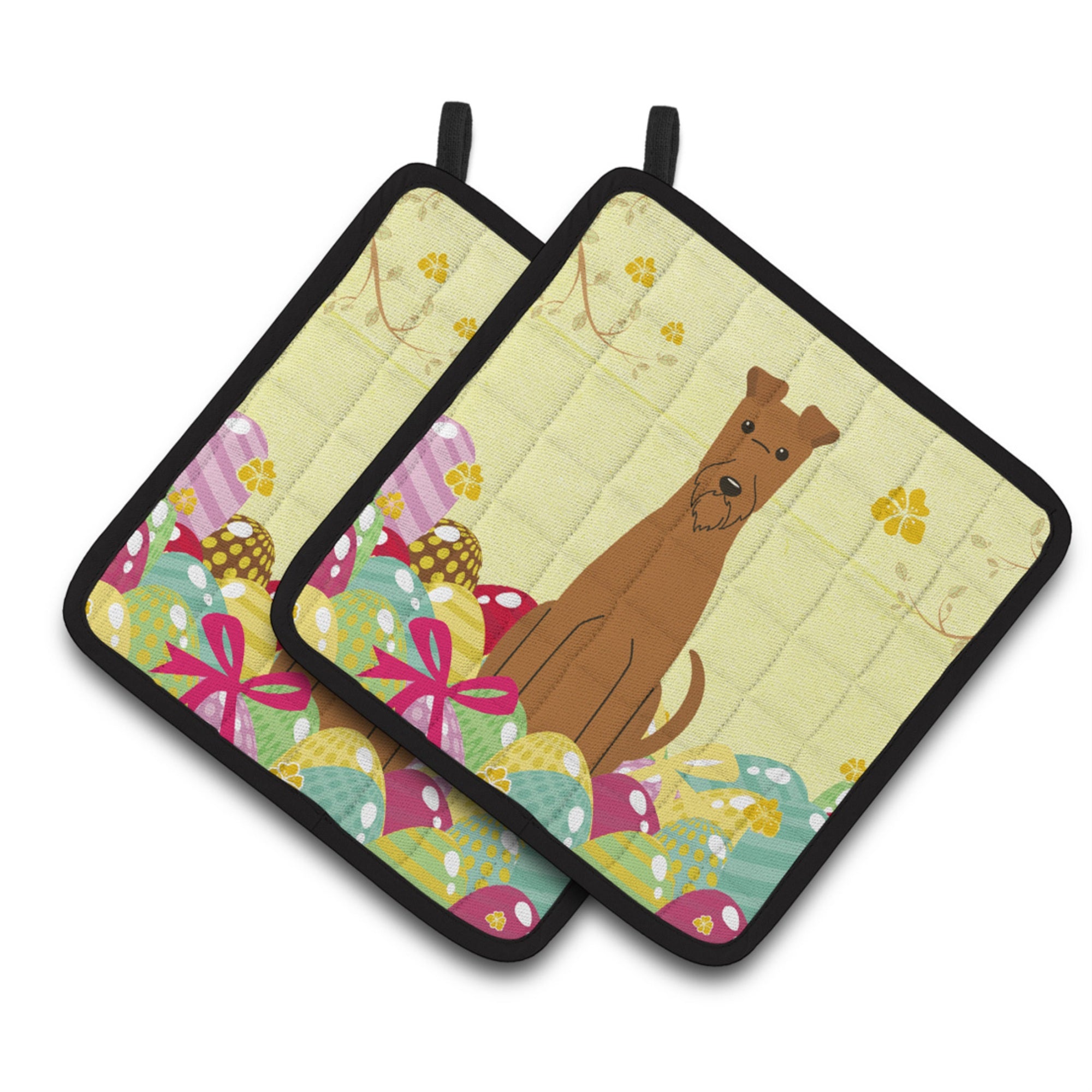'Caroline'S Treasures Easter Eggs Irish Terrier Pair Of Pot Holders, 7.5Hx7.5W, Multicolor''