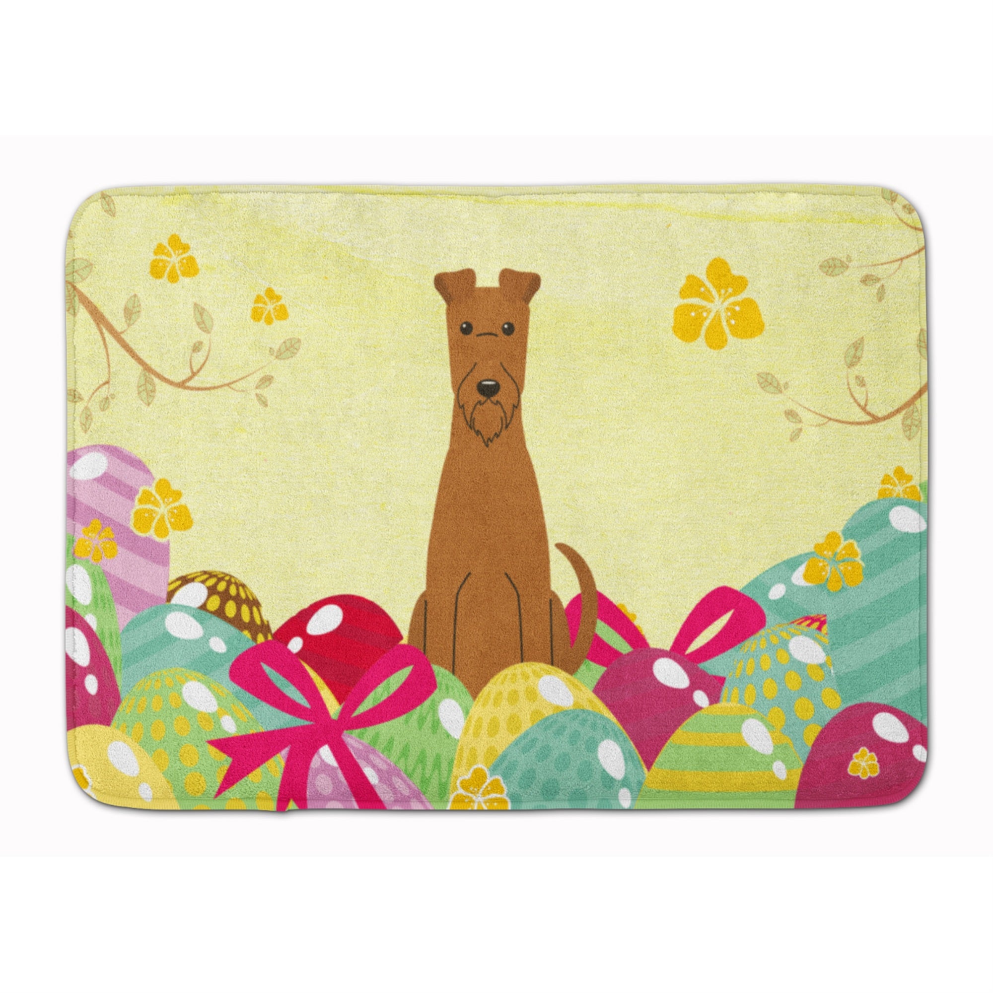 'Caroline'S Treasures Easter Eggs Irish Terrier Machine Washable Memory Foam Mat Doormats, Multicolor''