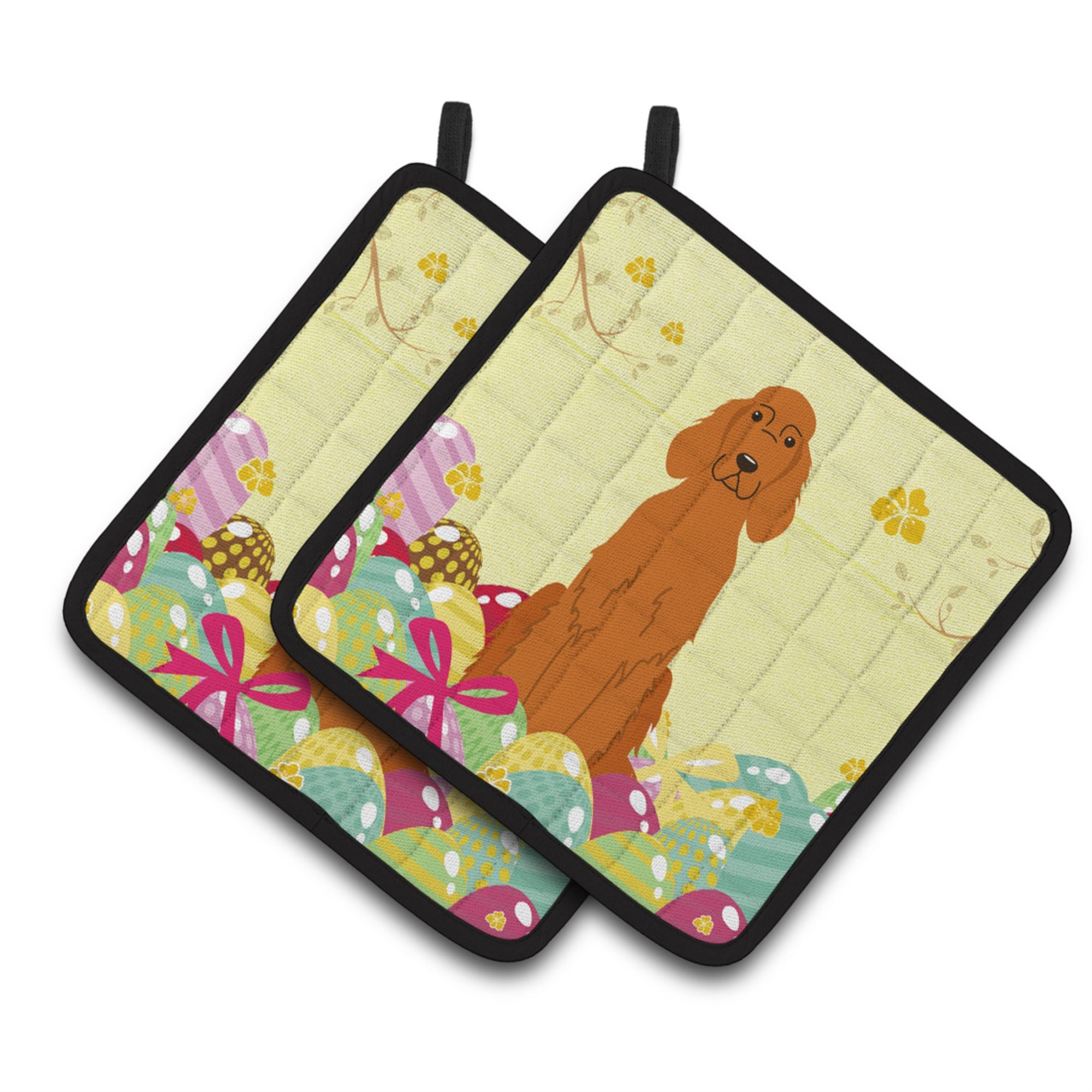 'Caroline'S Treasures Easter Eggs Irish Setter Pair Of Pot Holders, 7.5Hx7.5W, Multicolor''