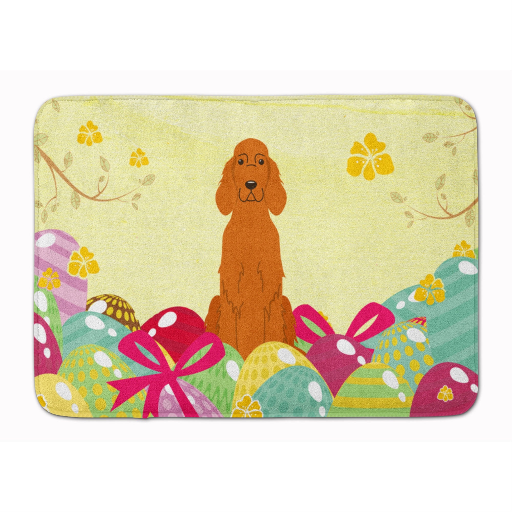 'Caroline'S Treasures Easter Eggs Irish Setter Machine Washable Memory Foam Mat Doormats, Multicolor''