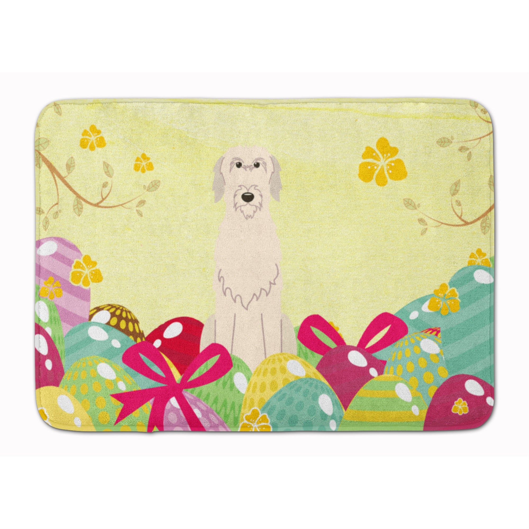 'Caroline'S Treasures Easter Eggs Irish Wolfhound Machine Washable Memory Foam Mat Doormats, Multicolor''