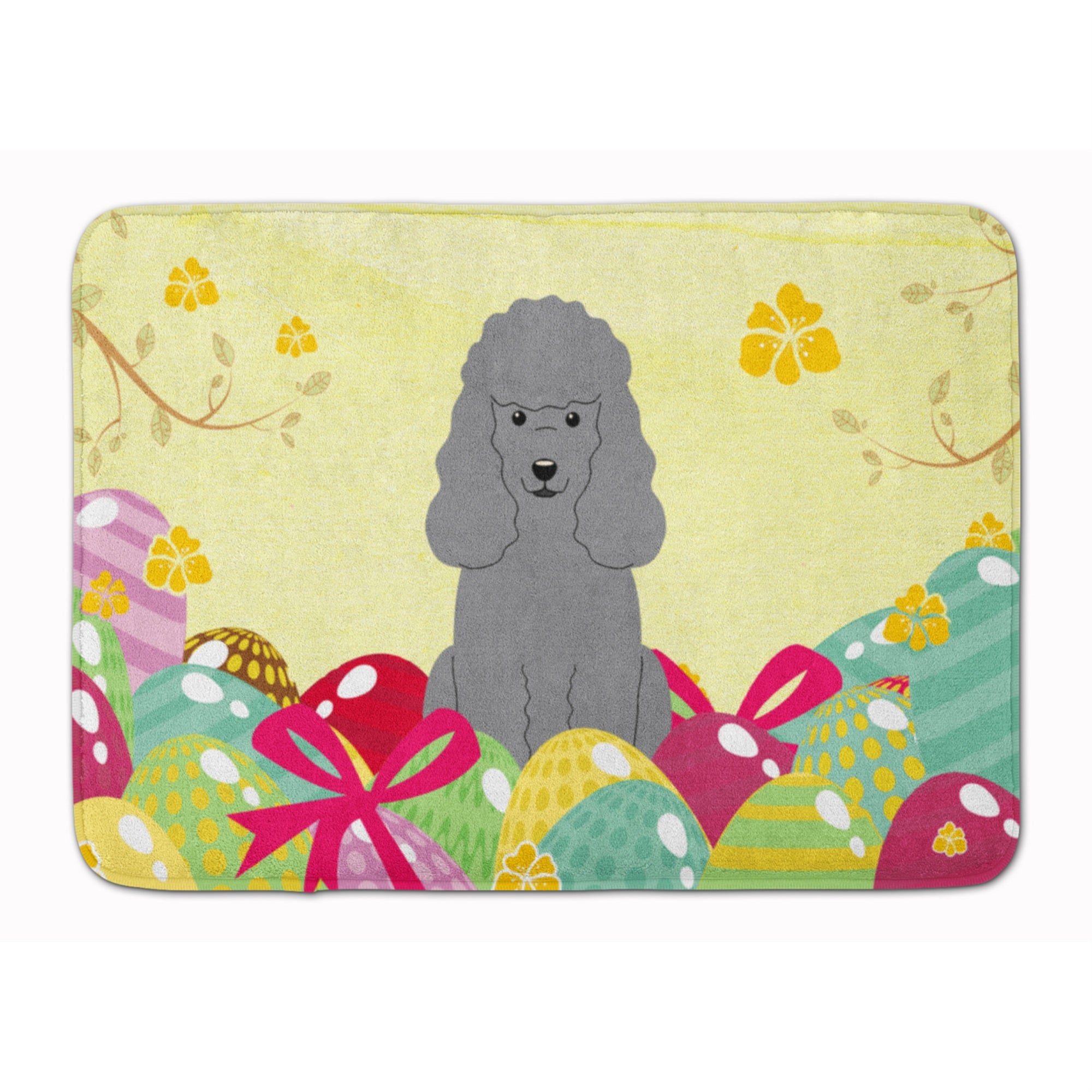 'Caroline'S Treasures Easter Eggs Poodle Silver Machine Washable Memory Foam Mat Doormats, Multicolor''