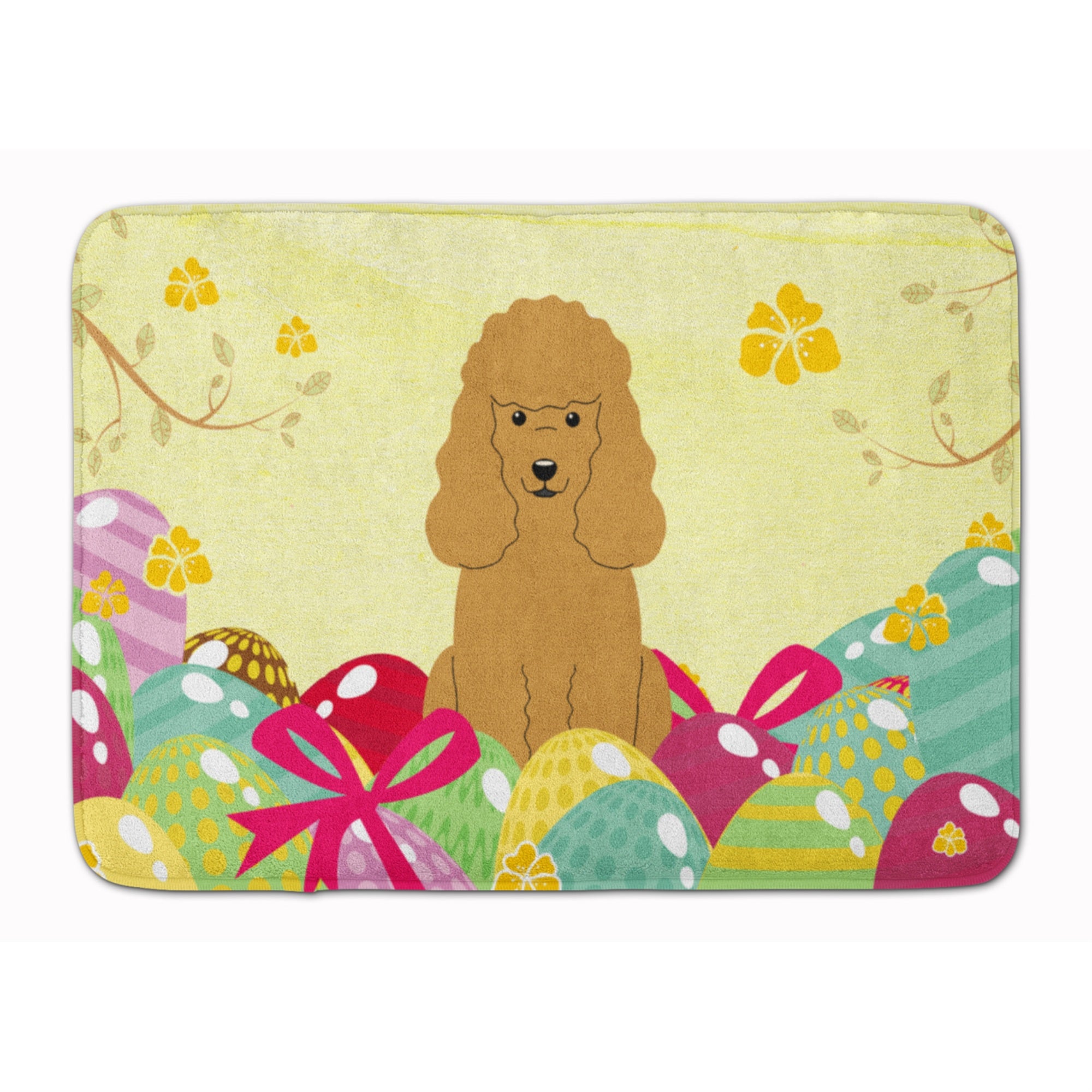 'Caroline'S Treasures Easter Eggs Poodle Tan Machine Washable Memory Foam Mat Doormats, Multicolor''