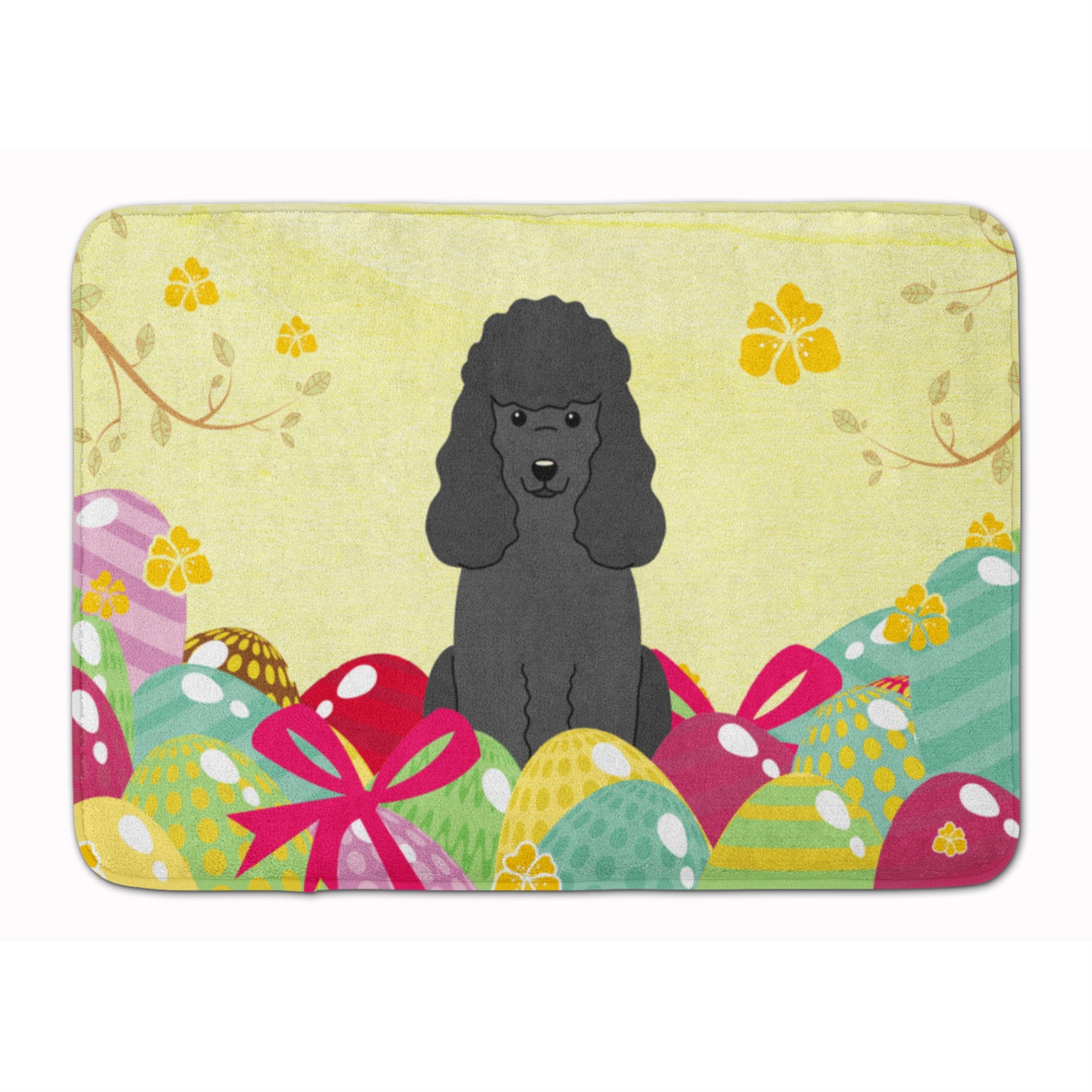 'Caroline'S Treasures Easter Eggs Poodle Black Machine Washable Memory Foam Mat Doormats, Multicolor''