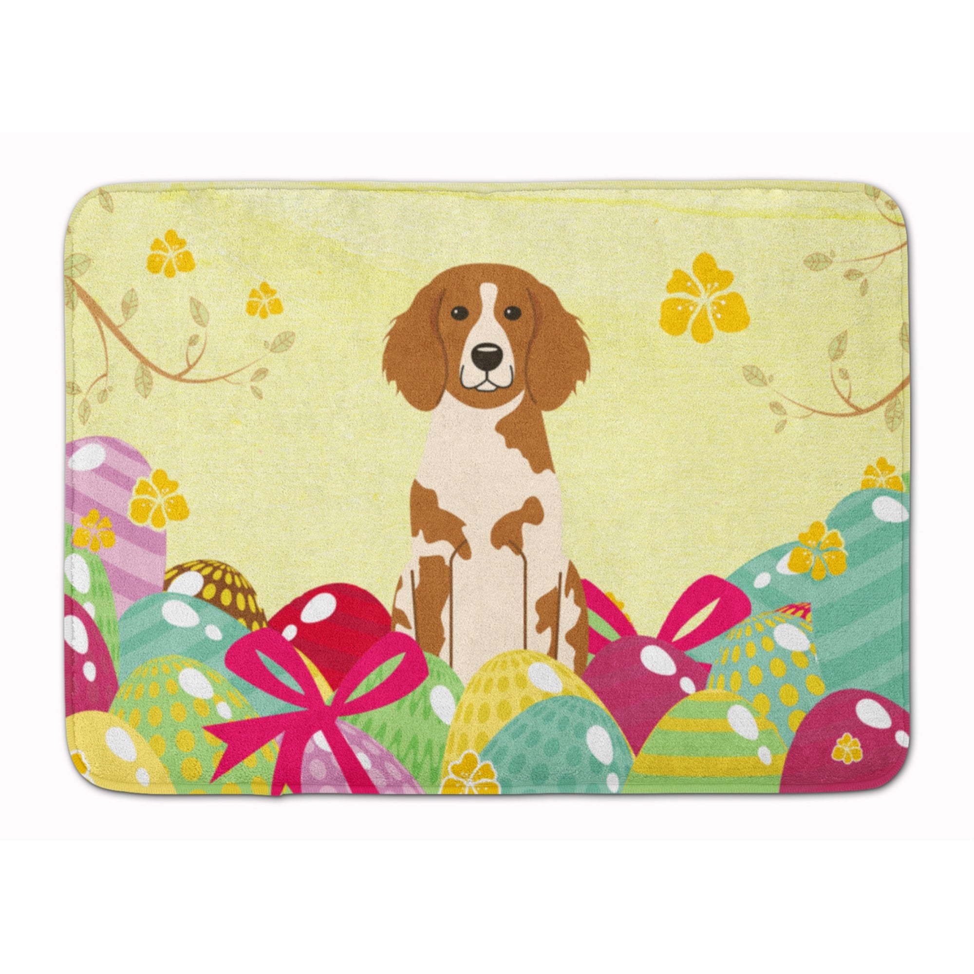 'Caroline'S Treasures Easter Eggs Brittany Spaniel Machine Washable Memory Foam Mat Doormats, Multicolor''
