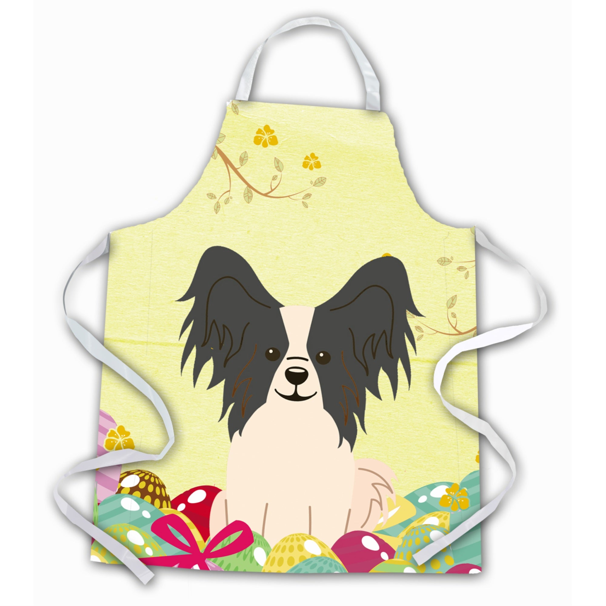 'Caroline'S Treasures Easter Eggs Papillon Black White Apron, Large, Multicolor''