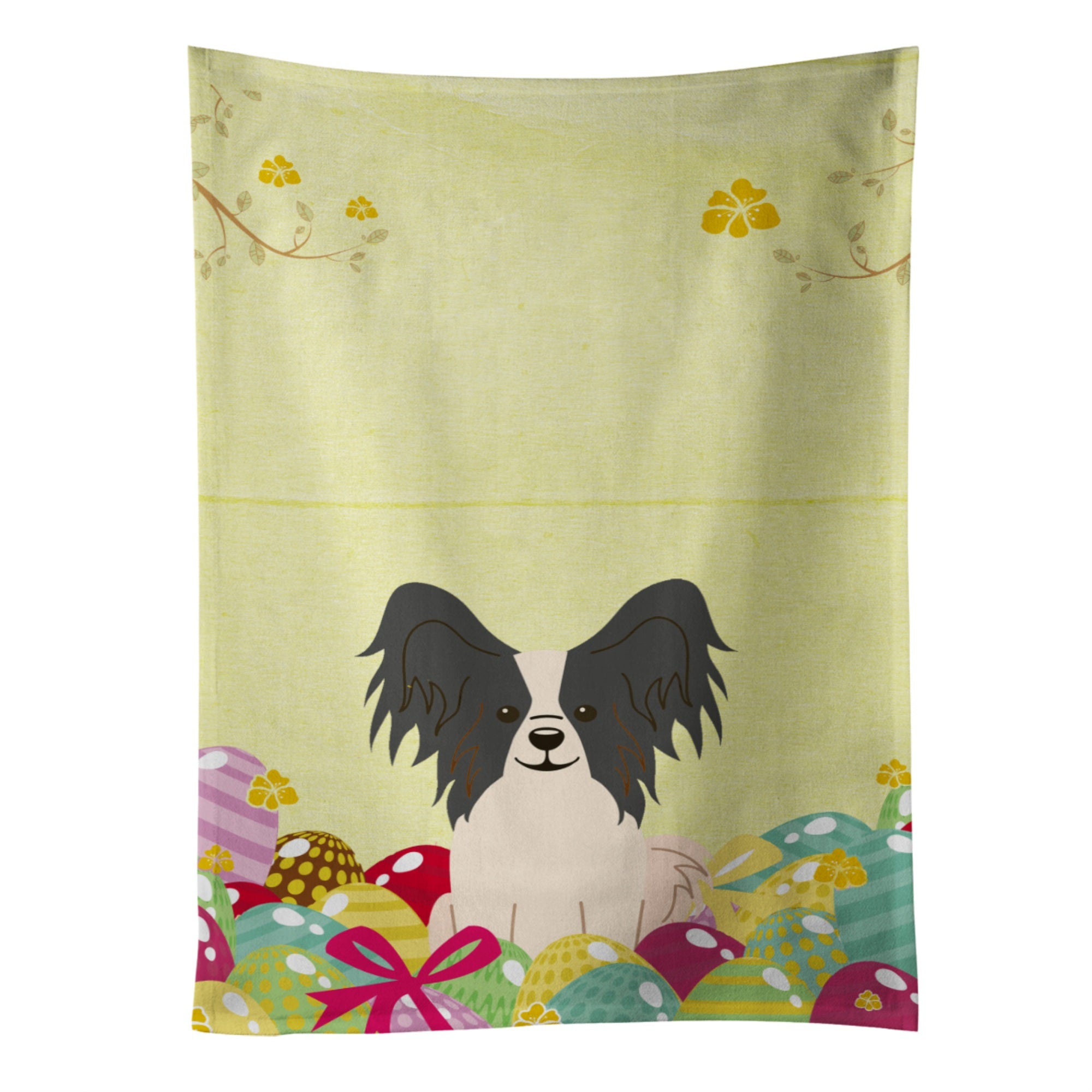 'Caroline'S Treasures Easter Eggs Papillon Black White Kitchen Towel, Multicolor, 25'''' X 15''''''