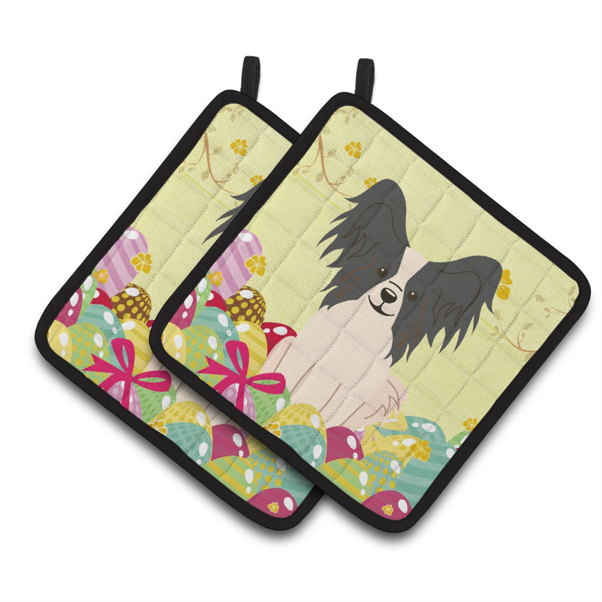'Caroline'S Treasures Easter Papillon Black White Pair Of Pot Holders, 7.5Hx7.5W, Multicolor''