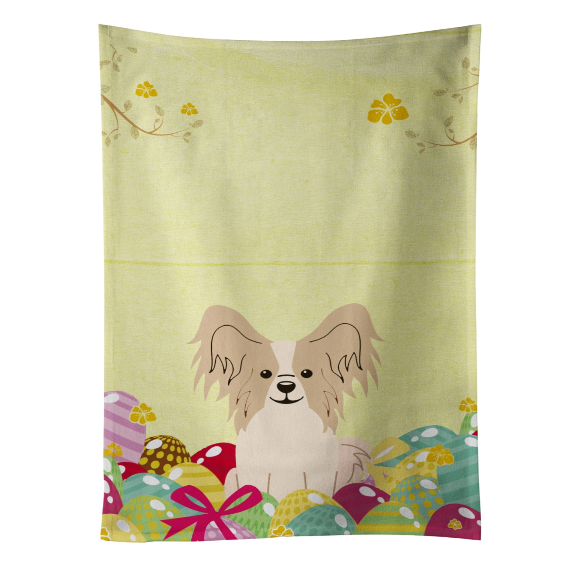 'Caroline'S Treasures Easter Eggs Papillon Sable White Kitchen Towel, Multicolor, 25'''' X 15''''''