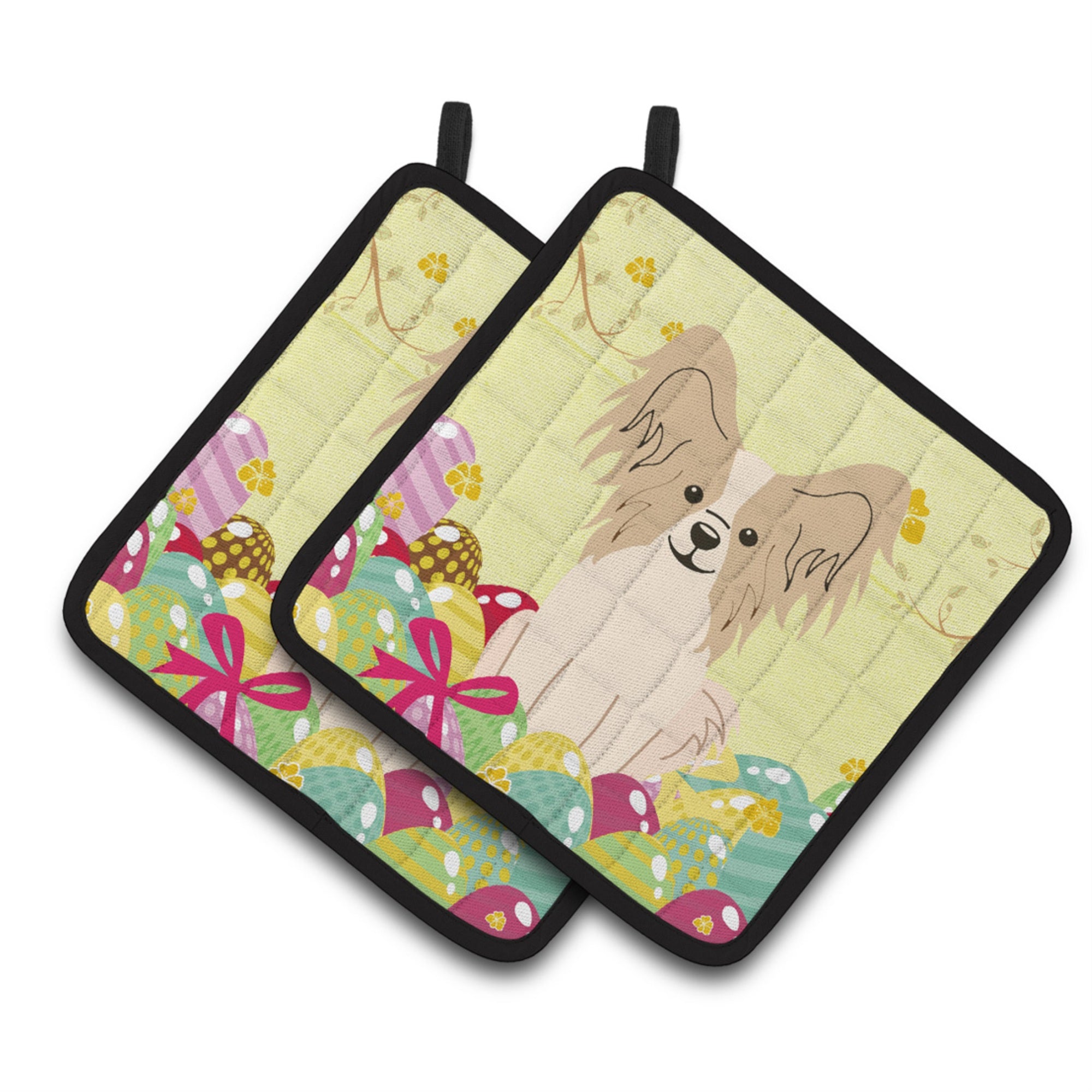 'Caroline'S Treasures Easter Papillon Sable White Pair Of Pot Holders, 7.5Hx7.5W, Multicolor''