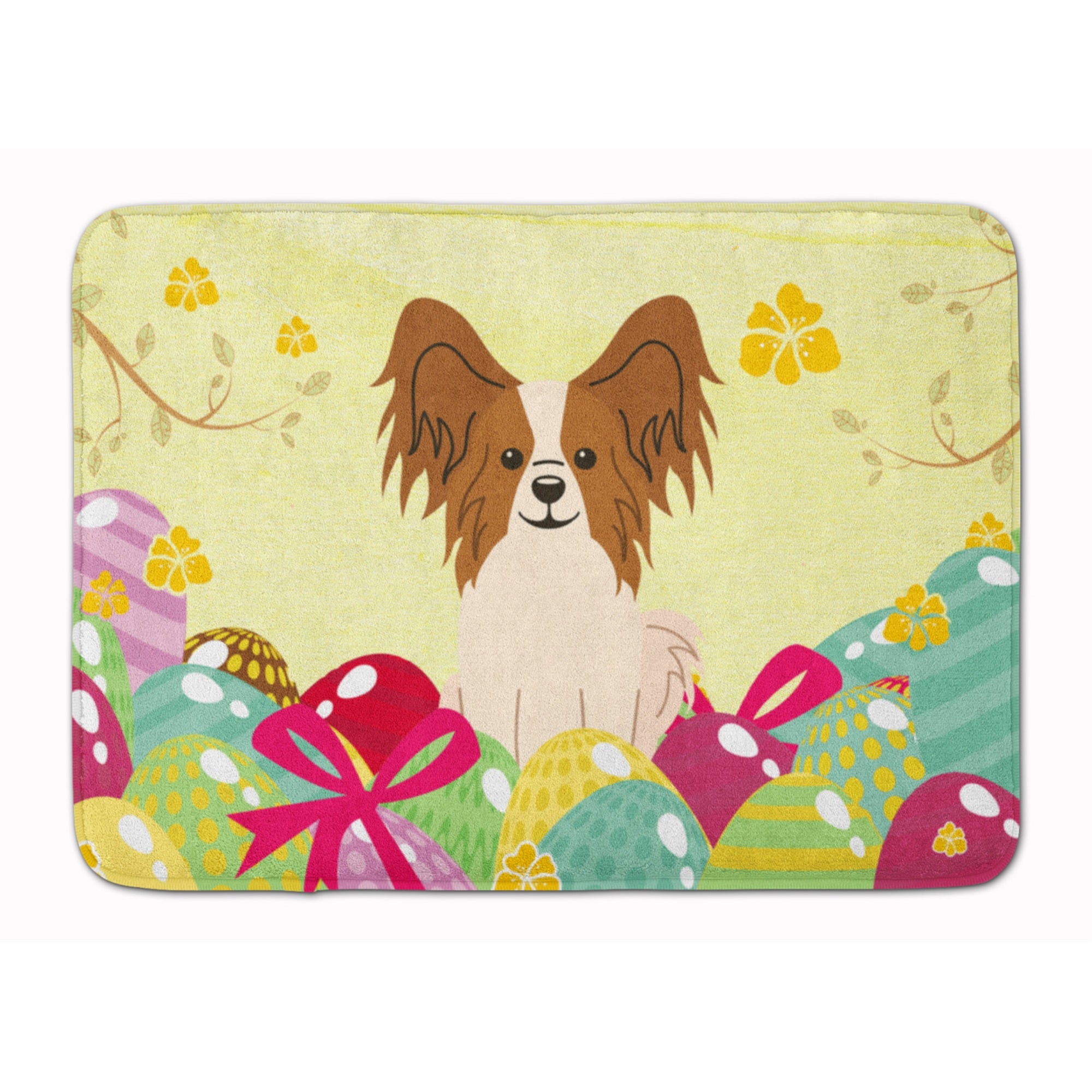 Caroline'S Treasures Easter Eggs Papillon Red White Machine Washable Memory Foam Mat Doormats
