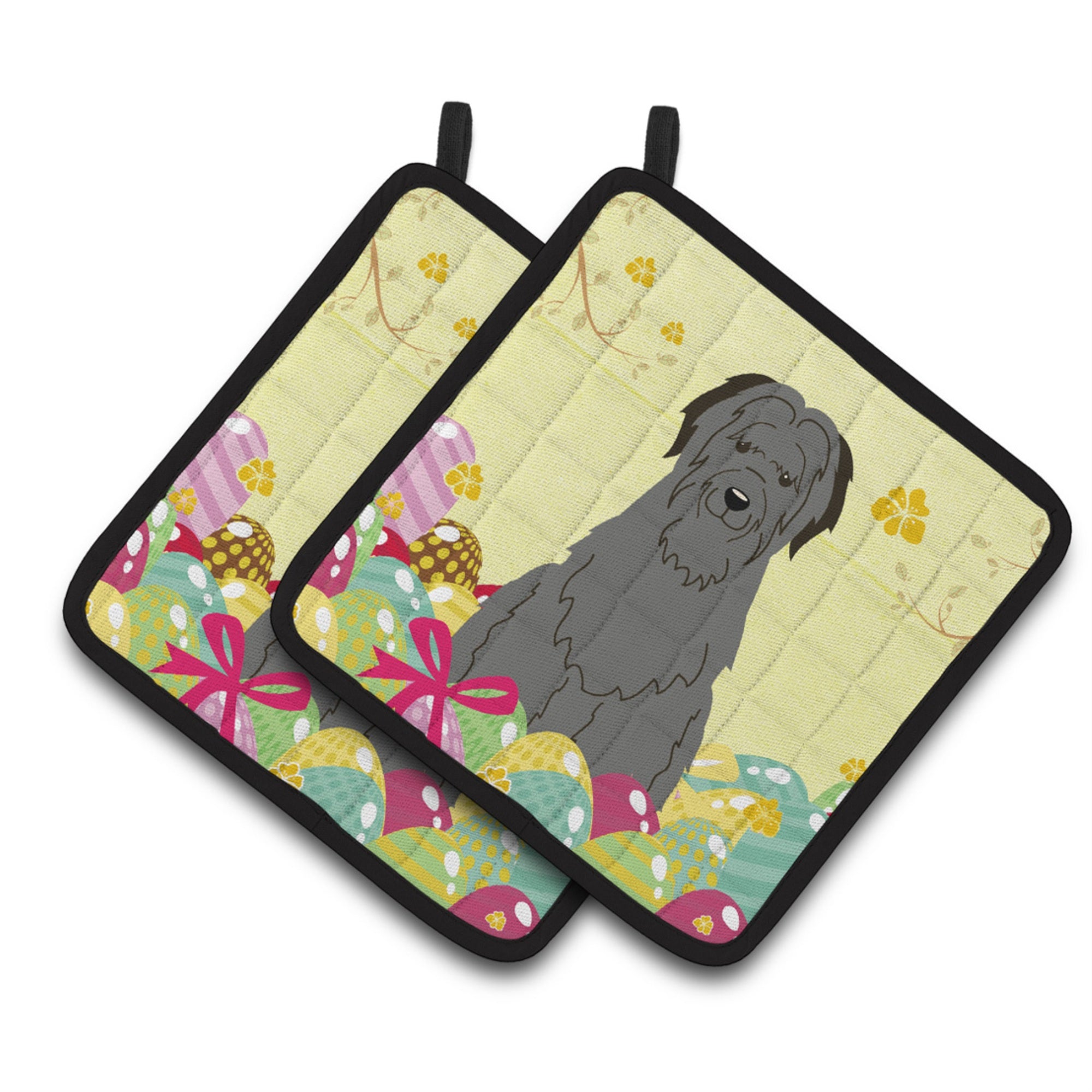 'Caroline'S Treasures Easter Eggs Briard Black Pair Of Pot Holders, 7.5Hx7.5W, Multicolor''