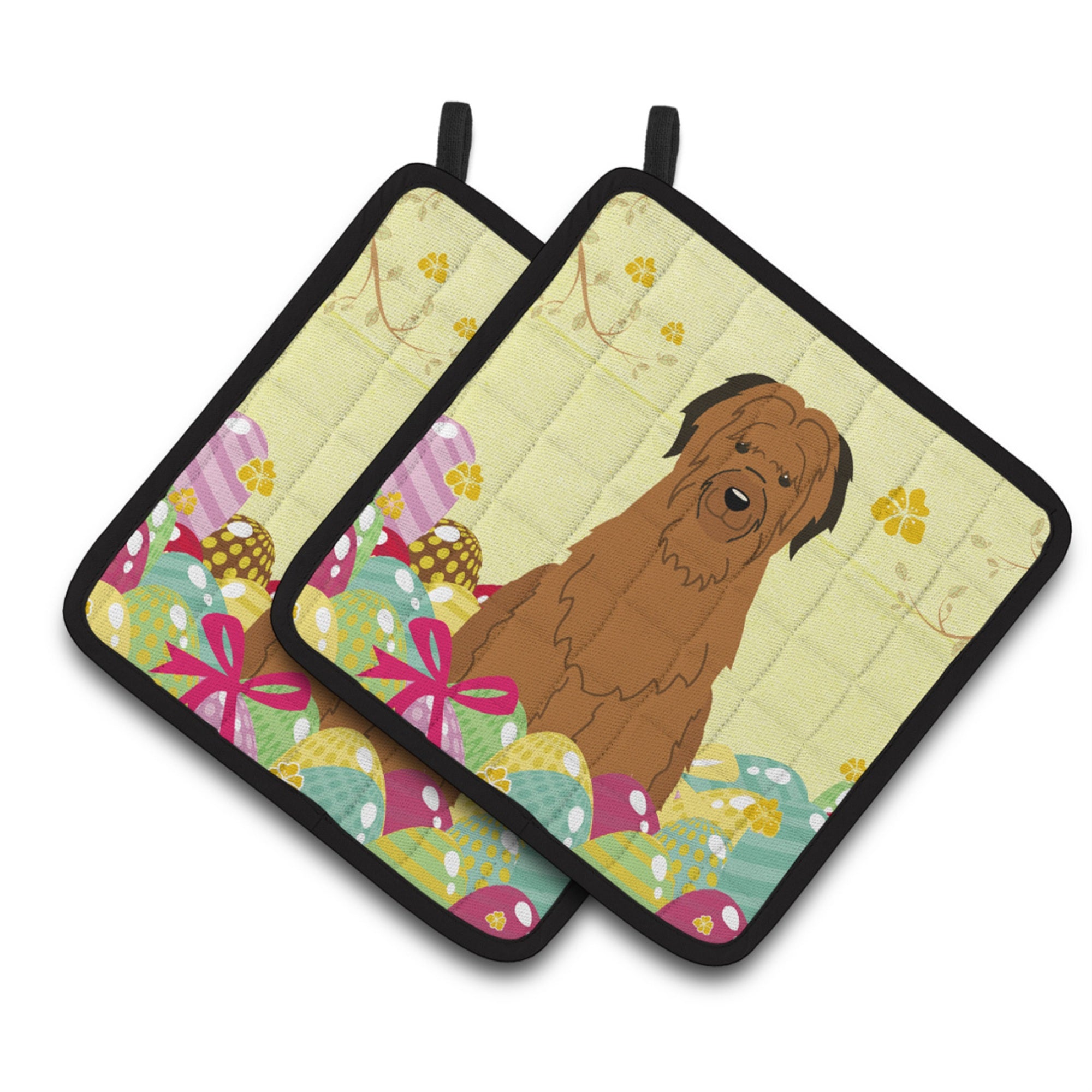 'Caroline'S Treasures Easter Eggs Briard Brown Pair Of Pot Holders, 7.5Hx7.5W, Multicolor''