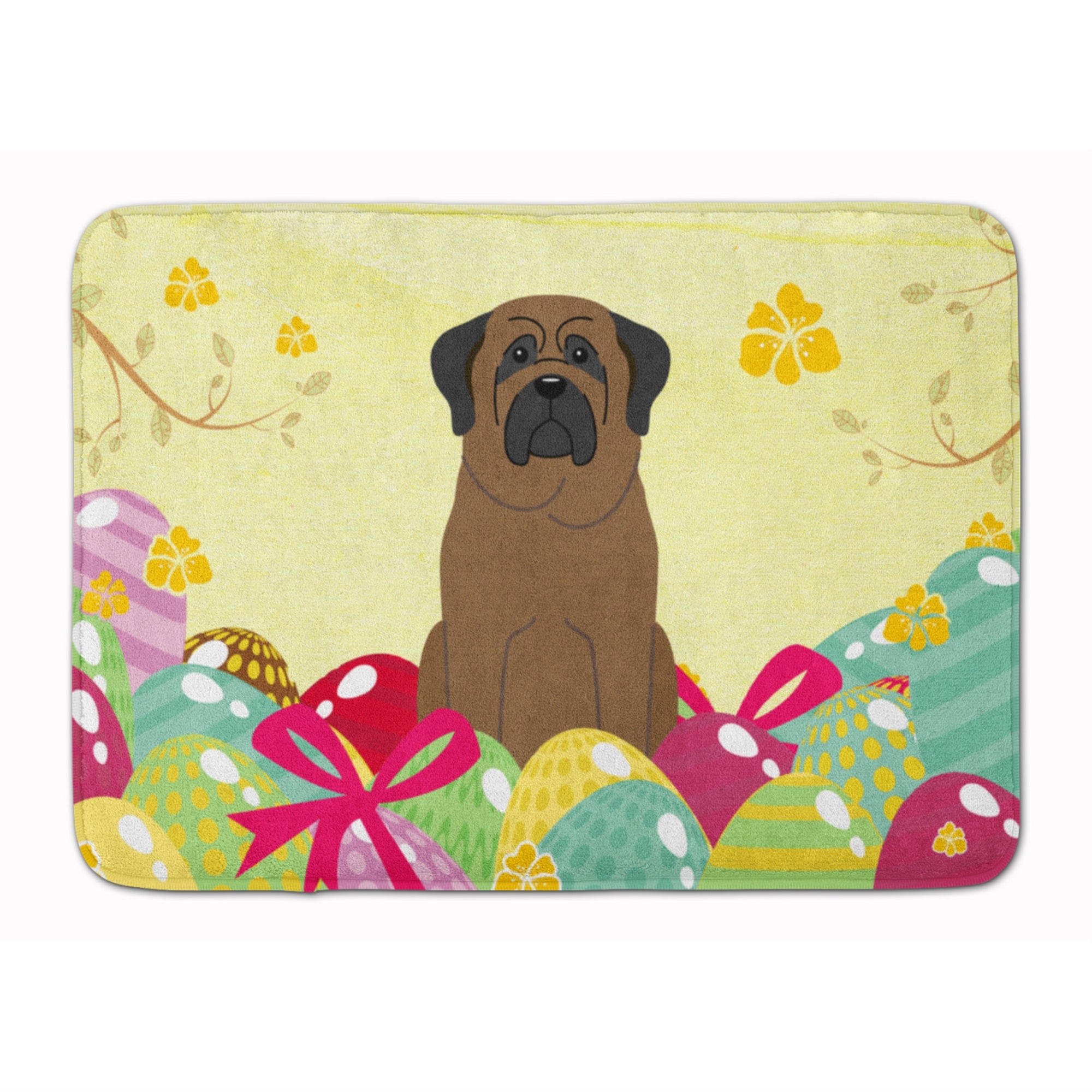 'Caroline'S Treasures Easter Eggs Bullmastiff Machine Washable Memory Foam Mat Doormats, Multicolor''