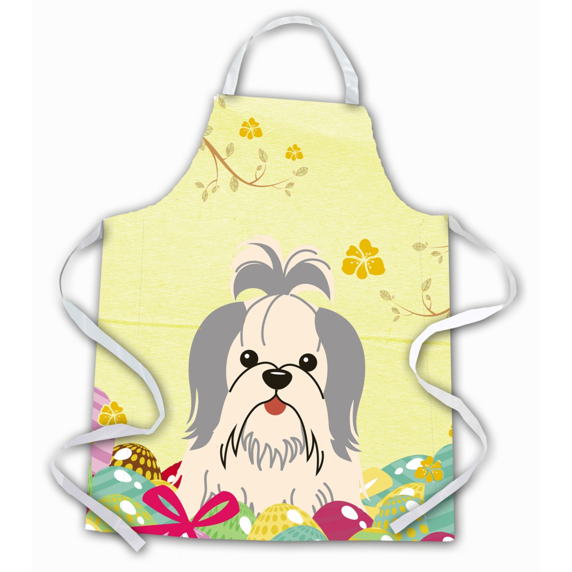 'Caroline'S Treasures Easter Eggs Shih Tzu Silver White Apron, Large, Multicolor''