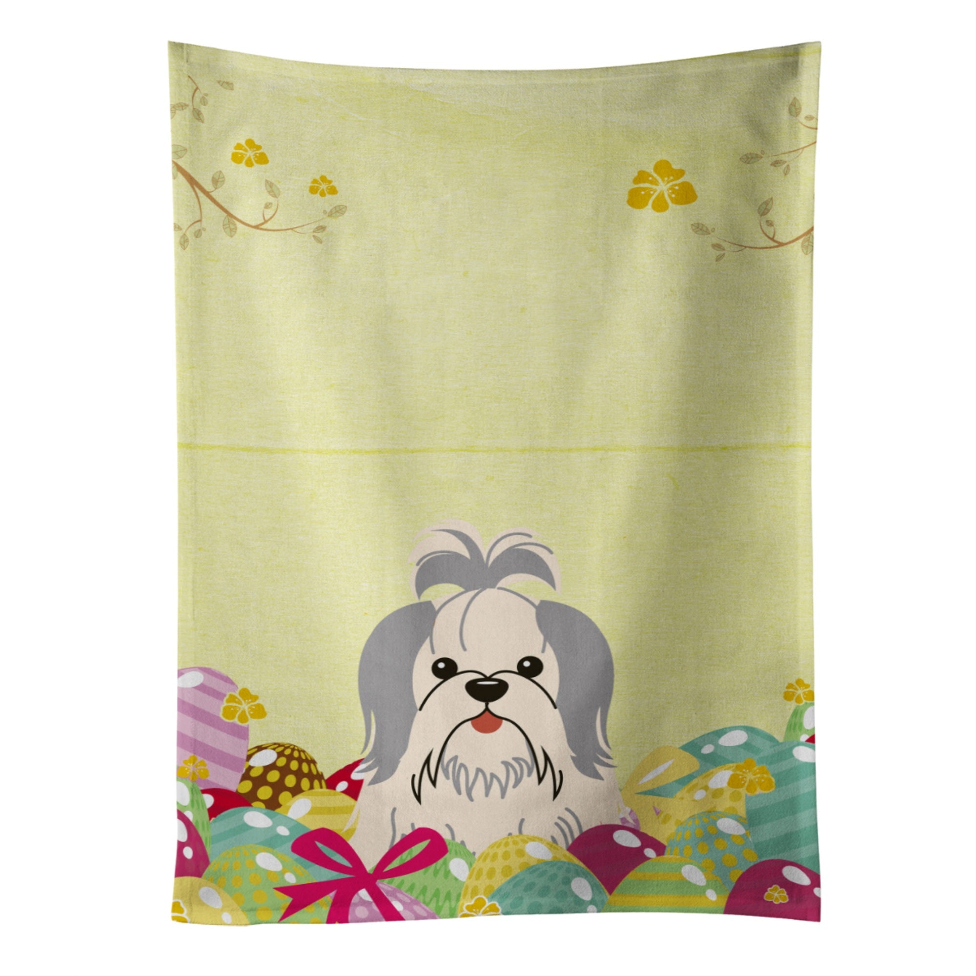 'Caroline'S Treasures Easter Eggs Shih Tzu Silver White Kitchen Towel, Multicolor, 25'''' X 15''''''