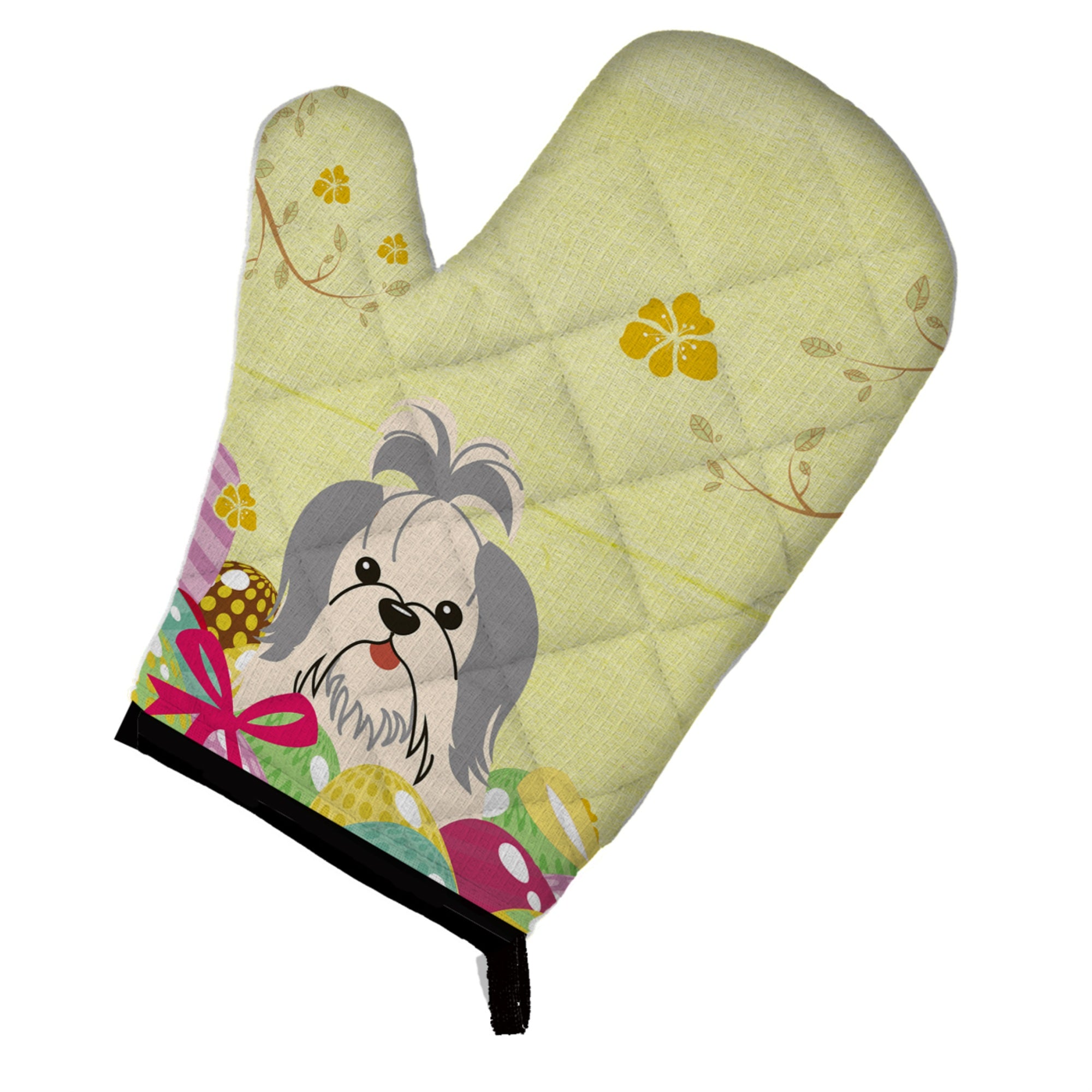 'Caroline'S Treasures Easter Eggs Shih Tzu Silver White Oven Mitt, Multicolor, 12'''' X 8.5''''''