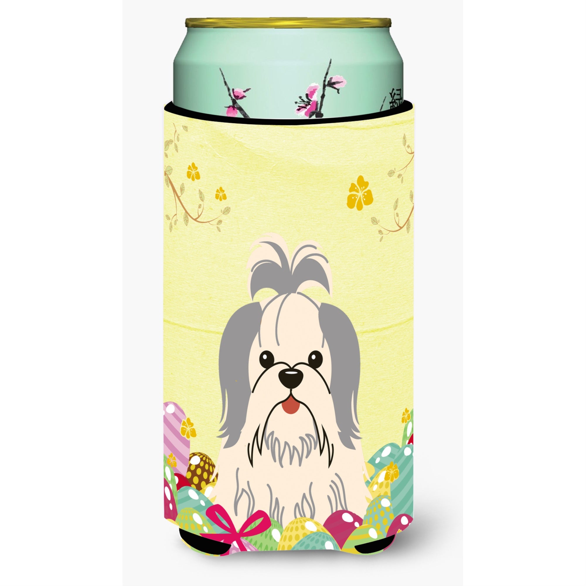 'Caroline'S Treasures Easter Eggs Shih Tzu Silver White Tall Boy Beverage Insulator Hugger, Multicolor''