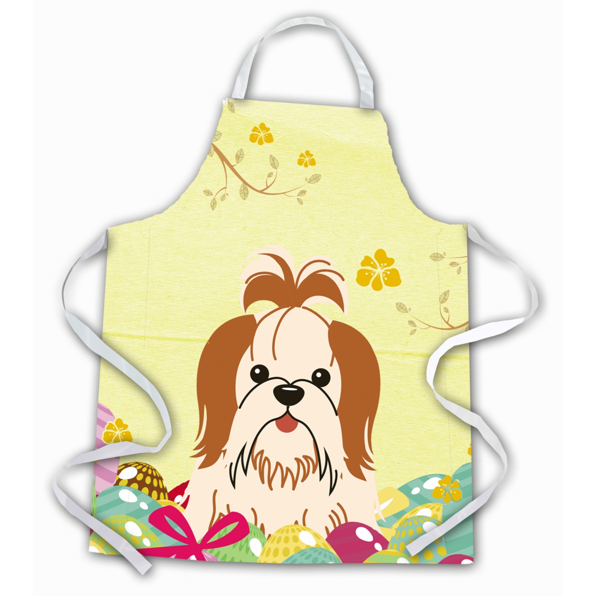 'Caroline'S Treasures Easter Eggs Shih Tzu Red White Apron, Large, Multicolor''