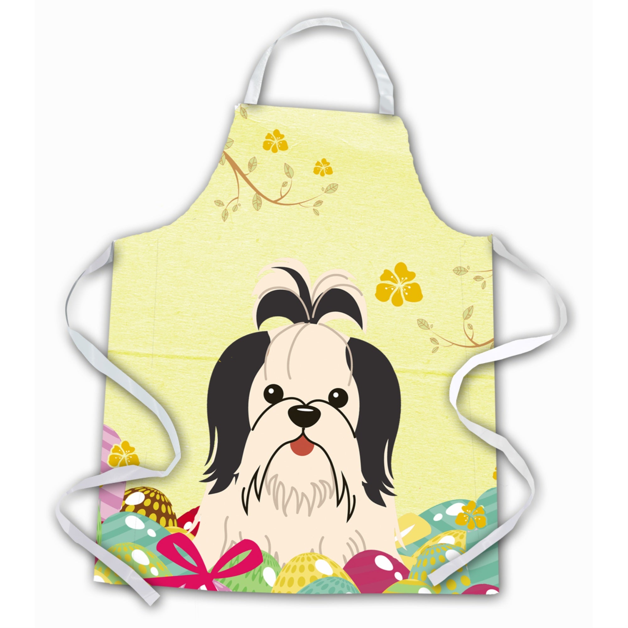 'Caroline'S Treasures Easter Eggs Shih Tzu Black White Apron, Large, Multicolor''