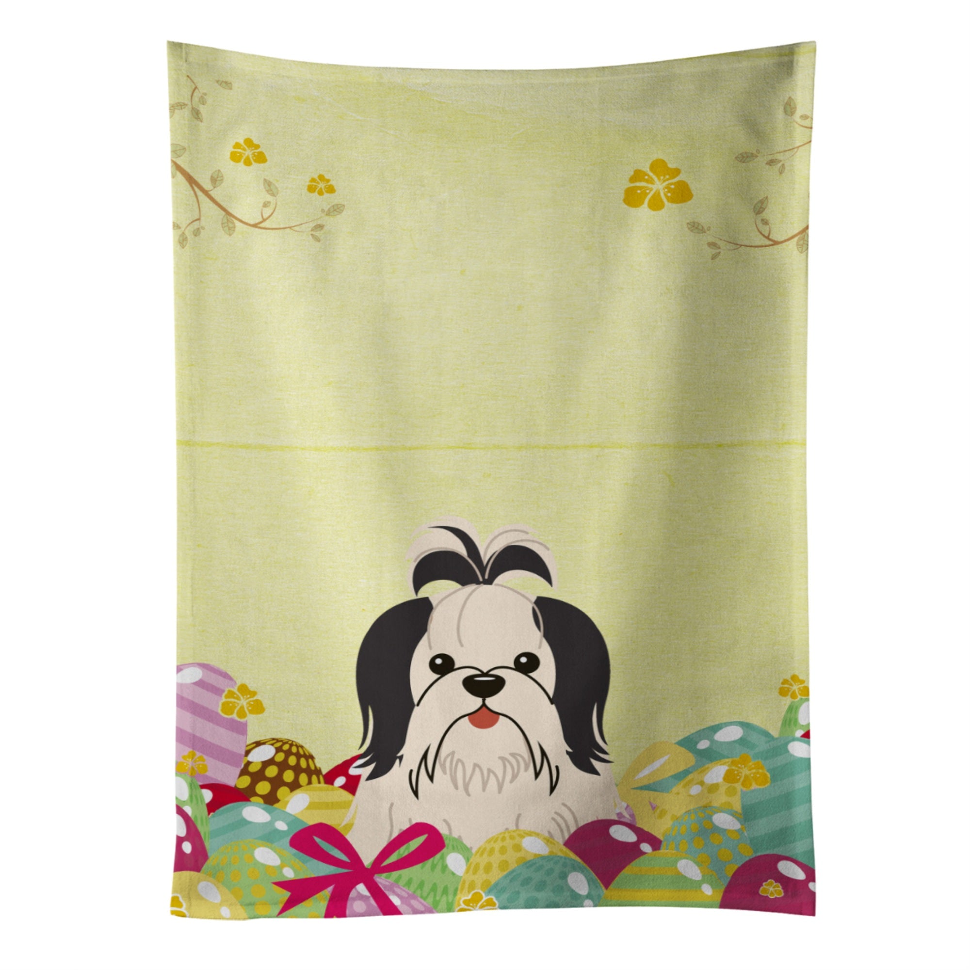 'Caroline'S Treasures Easter Eggs Shih Tzu Black White Kitchen Towel, Multicolor, 25'''' X 15''''''