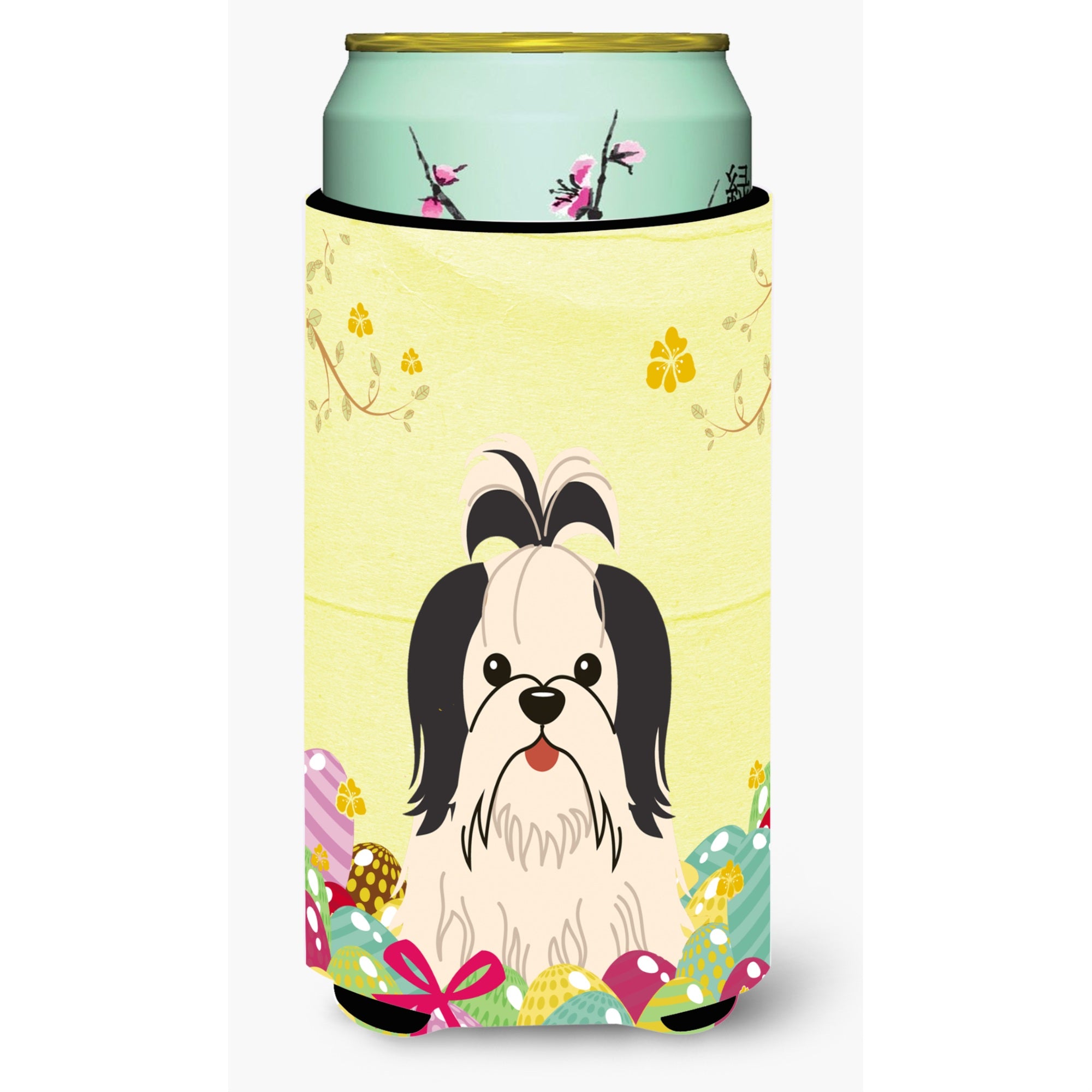 'Caroline'S Treasures Easter Eggs Shih Tzu Black White Tall Boy Beverage Insulator Hugger, Multicolor''