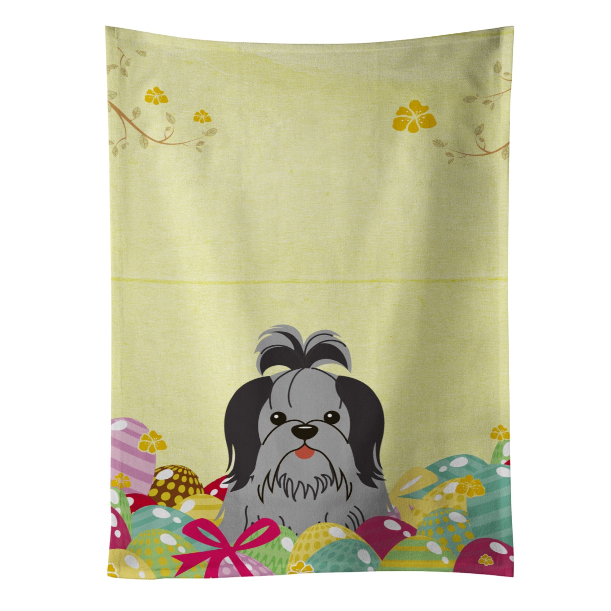 'Caroline'S Treasures Easter Eggs Shih Tzu Black Silver Kitchen Towel, Multicolor, 25'''' X 15''''''