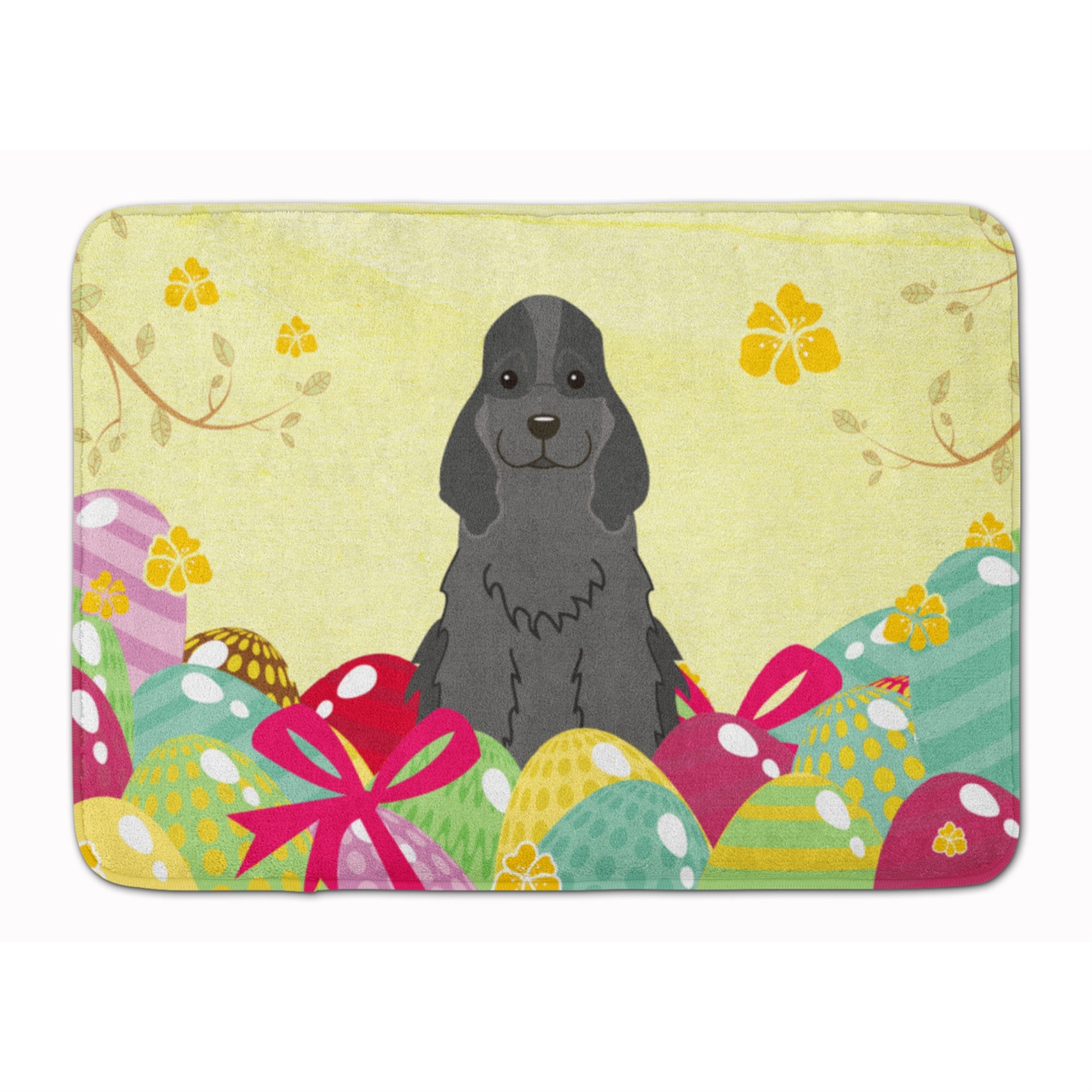 'Caroline'S Treasures Easter Eggs Cocker Spaniel Black Machine Washable Memory Foam Mat Doormats, Multicolor''