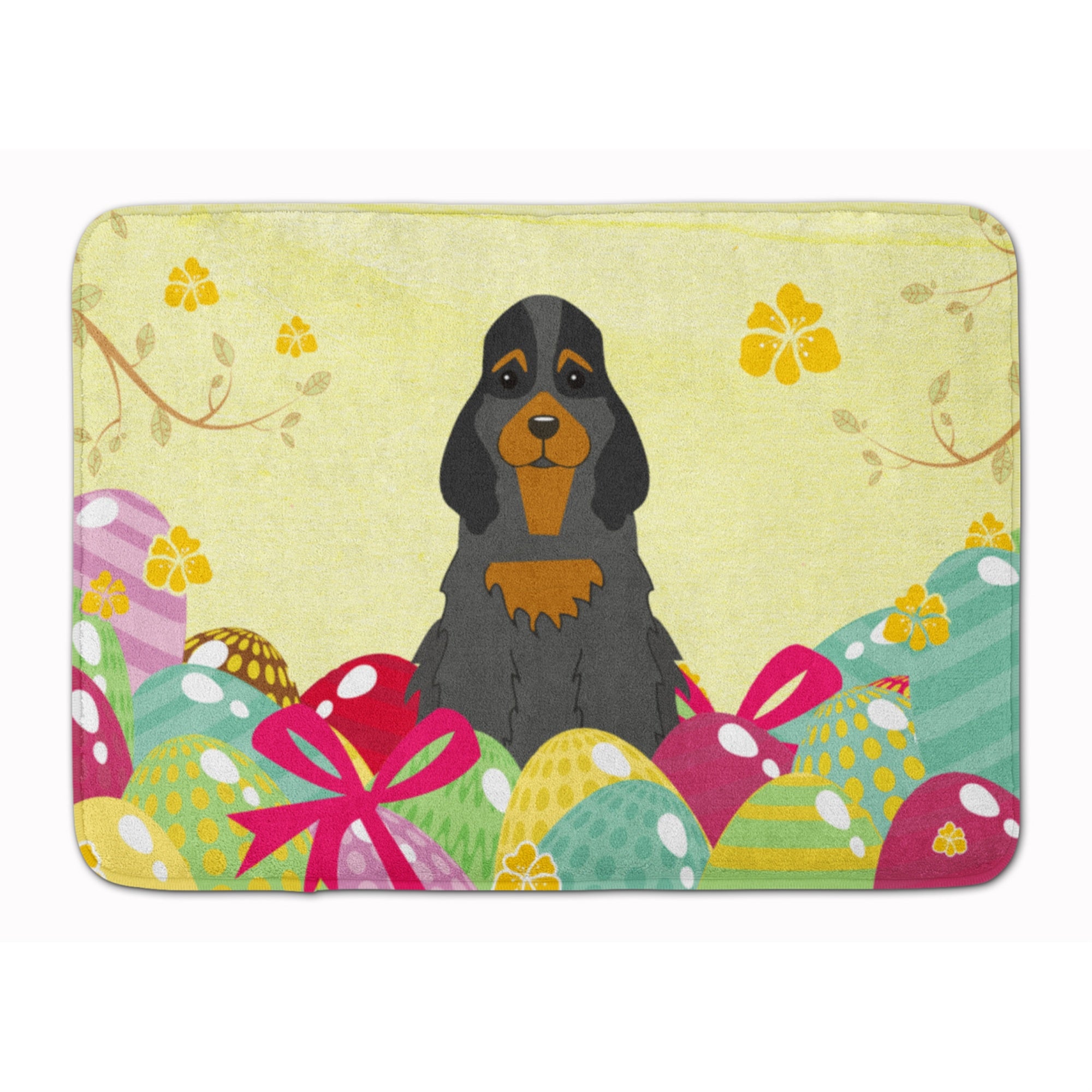 'Caroline'S Treasures Easter Eggs Cocker Spaniel Black Tan Machine Washable Memory Foam Mat Doormats, Multicolor''