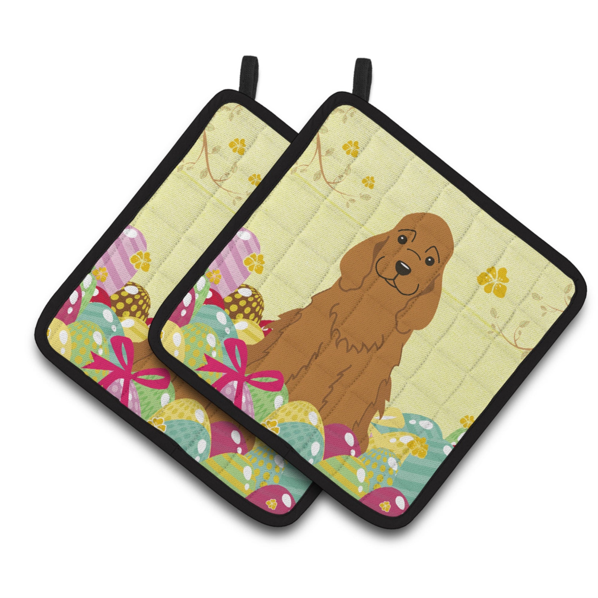 'Caroline'S Treasures Easter Eggs Cocker Spaniel Red Pair Of Pot Holders, 7.5Hx7.5W, Multicolor''