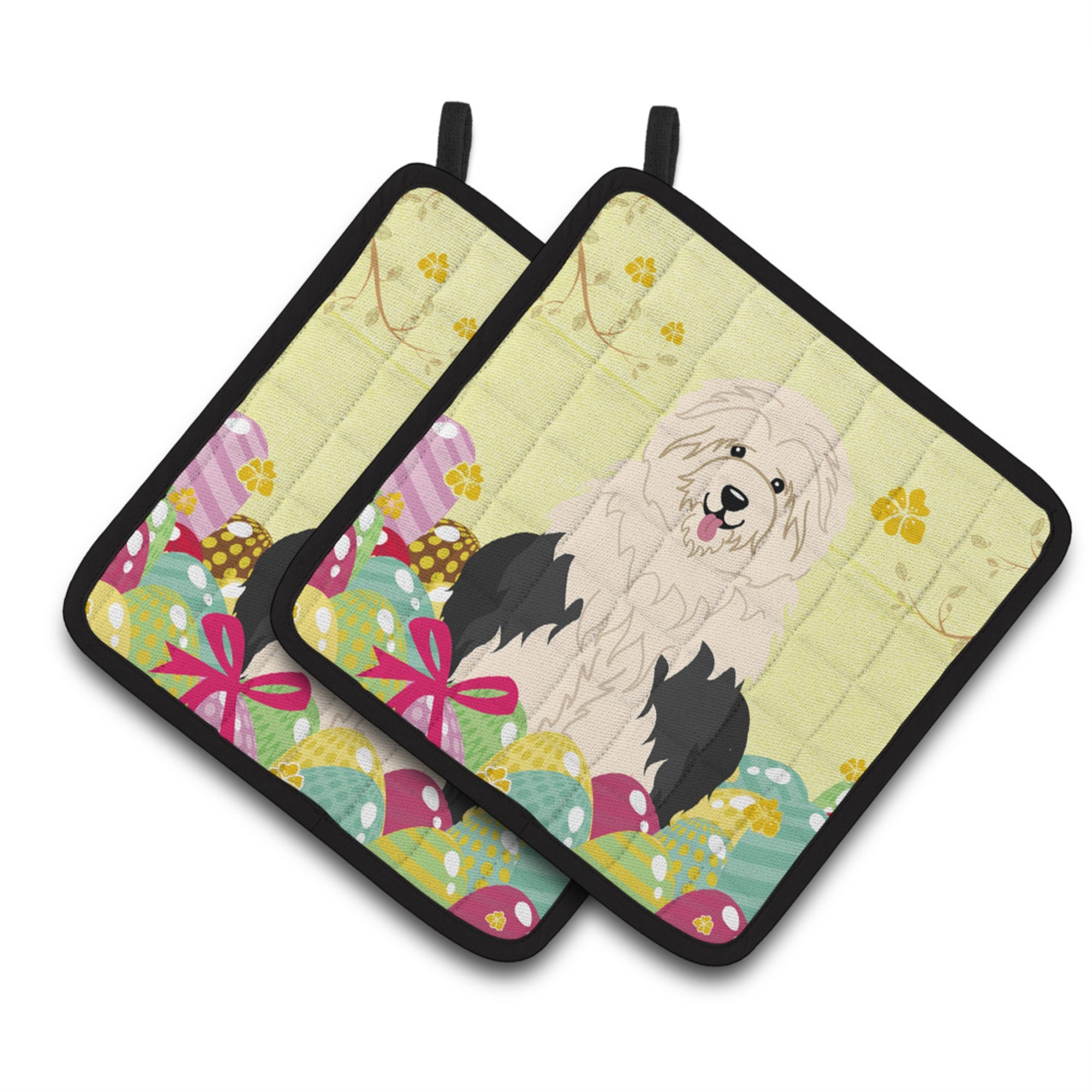 'Caroline'S Treasures Easter Old English Sheepdog Pair Of Pot Holders, 7.5Hx7.5W, Multicolor''