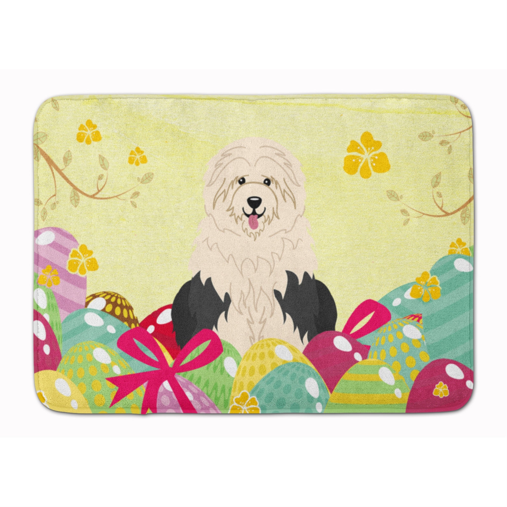 'Caroline'S Treasures Easter Eggs Old English Sheepdog Machine Washable Memory Foam Mat Doormats, Multicolor''
