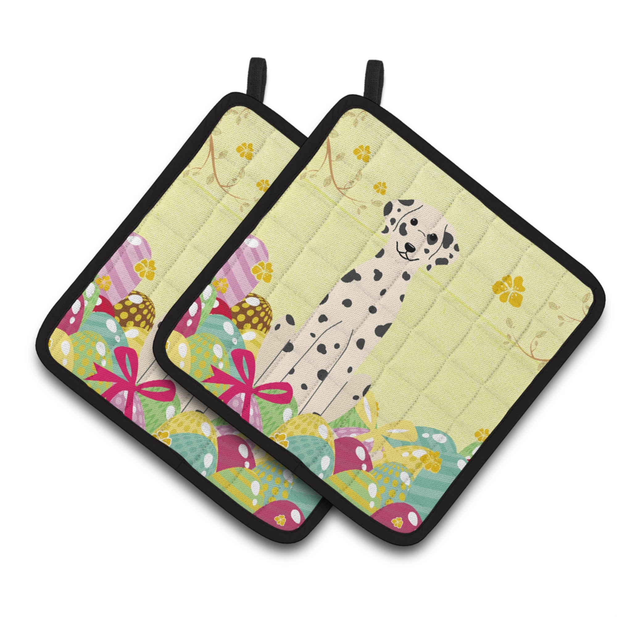 'Caroline'S Treasures Easter Eggs Dalmatian Pair Of Pot Holders, 7.5Hx7.5W, Multicolor''