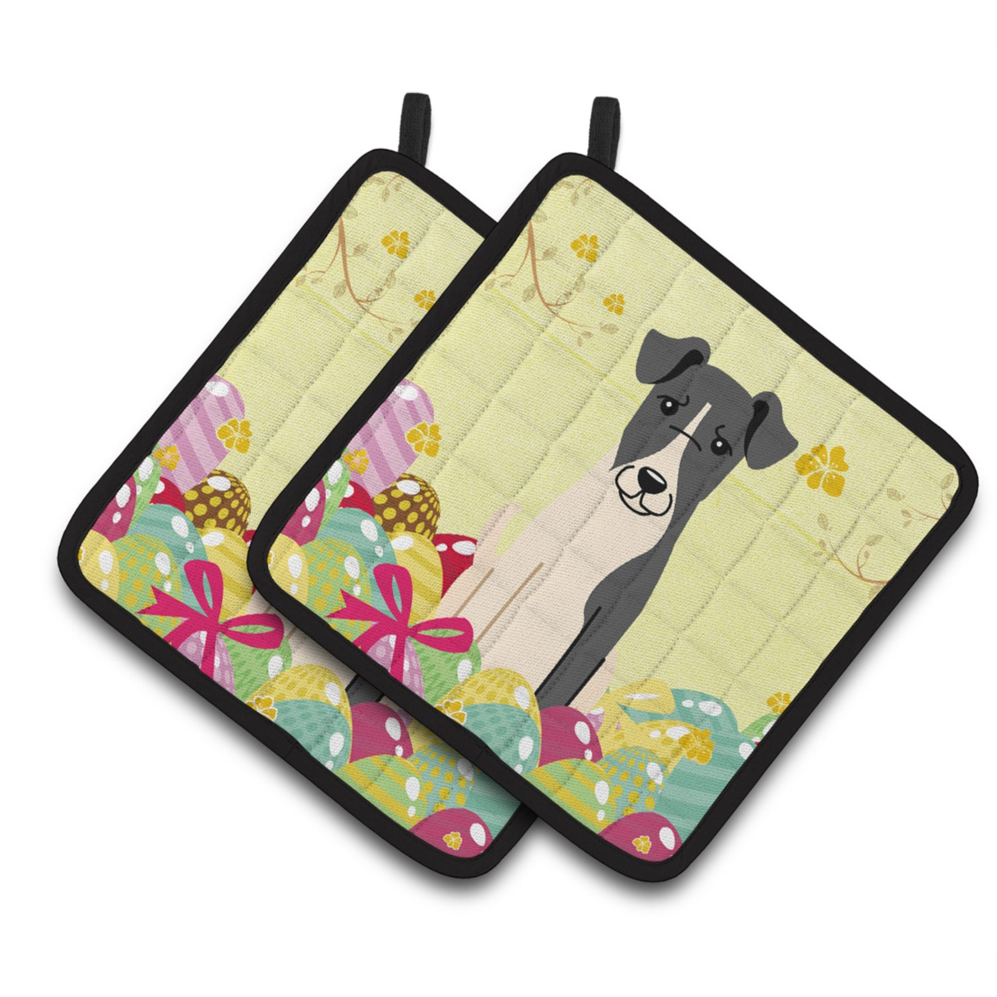 'Caroline'S Treasures Easter Eggs Smooth Fox Terrier Pair Of Pot Holders, 7.5Hx7.5W, Multicolor''