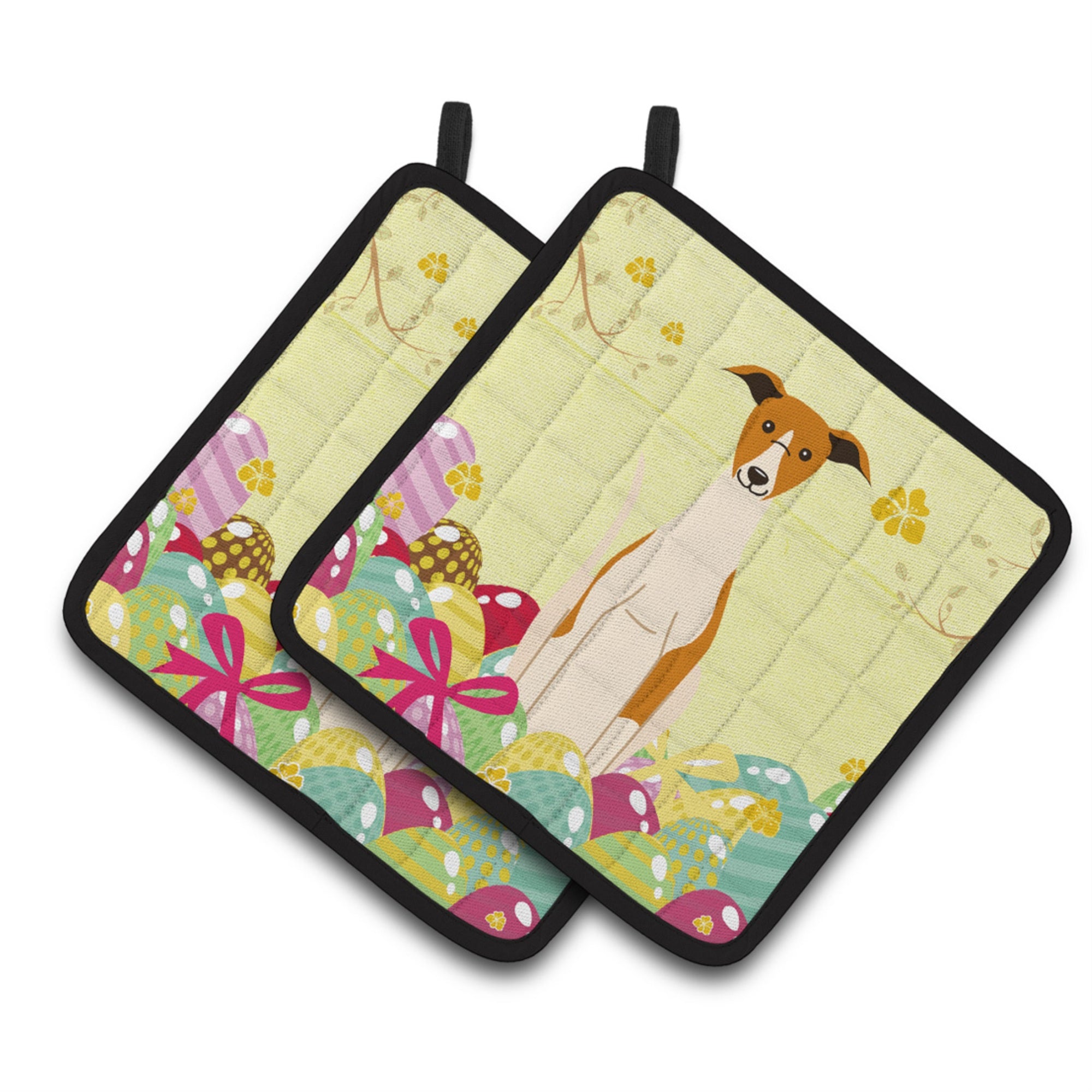 'Caroline'S Treasures Easter Eggs Whippet Pair Of Pot Holders, 7.5Hx7.5W, Multicolor''