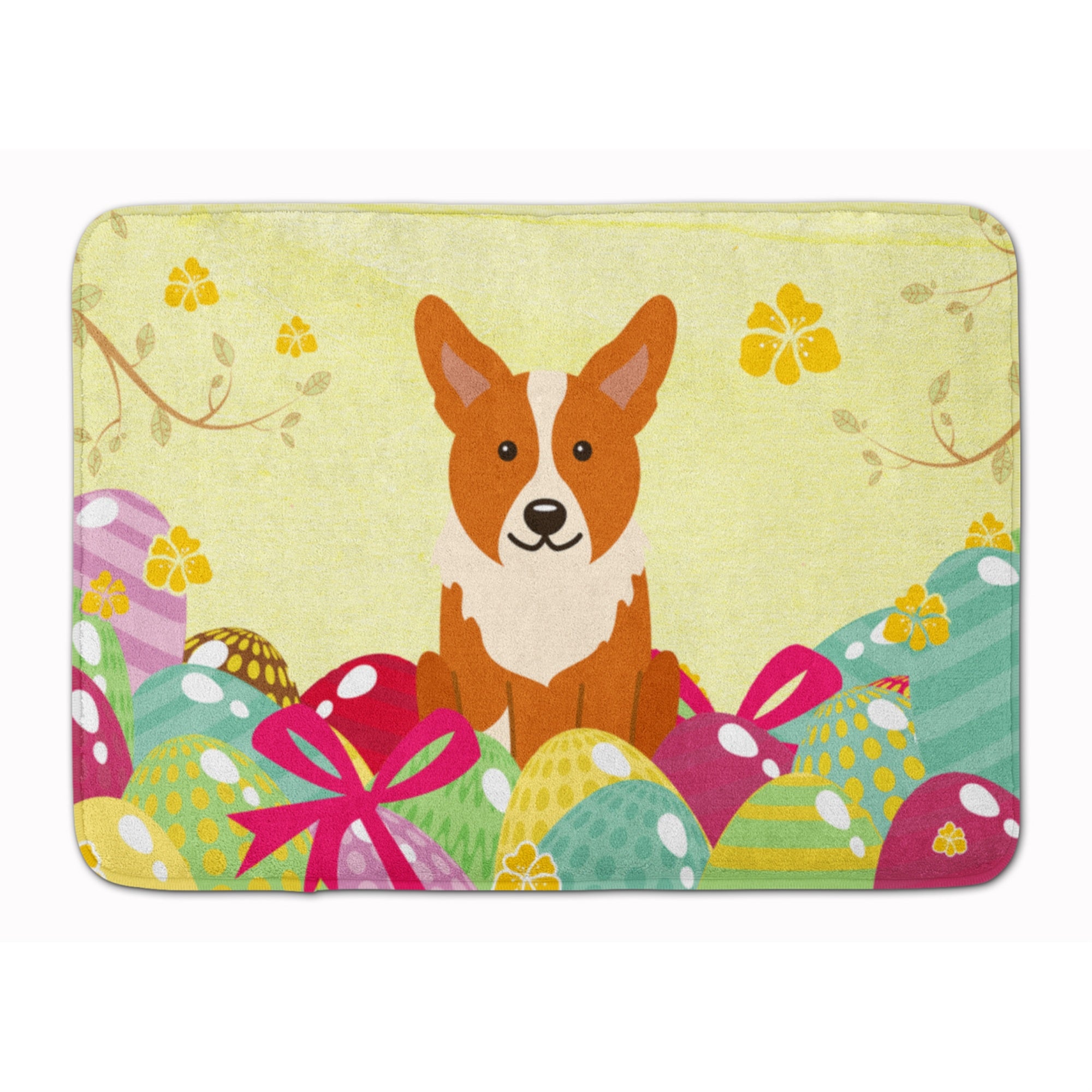 'Caroline'S Treasures Easter Eggs Corgi Machine Washable Memory Foam Mat Doormats, Multicolor''